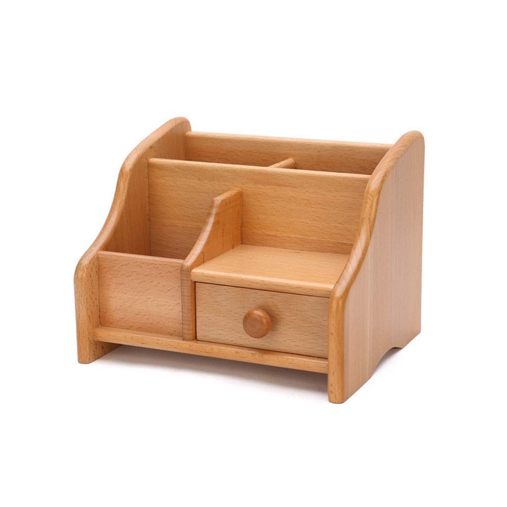 FCHMY Wooden Desktop Organizer with Drawer - Multifunctional Makeup, Office & Pencil Holder for Desk Storage | Perfect for Home Office, Vanity & School Supplies Organization