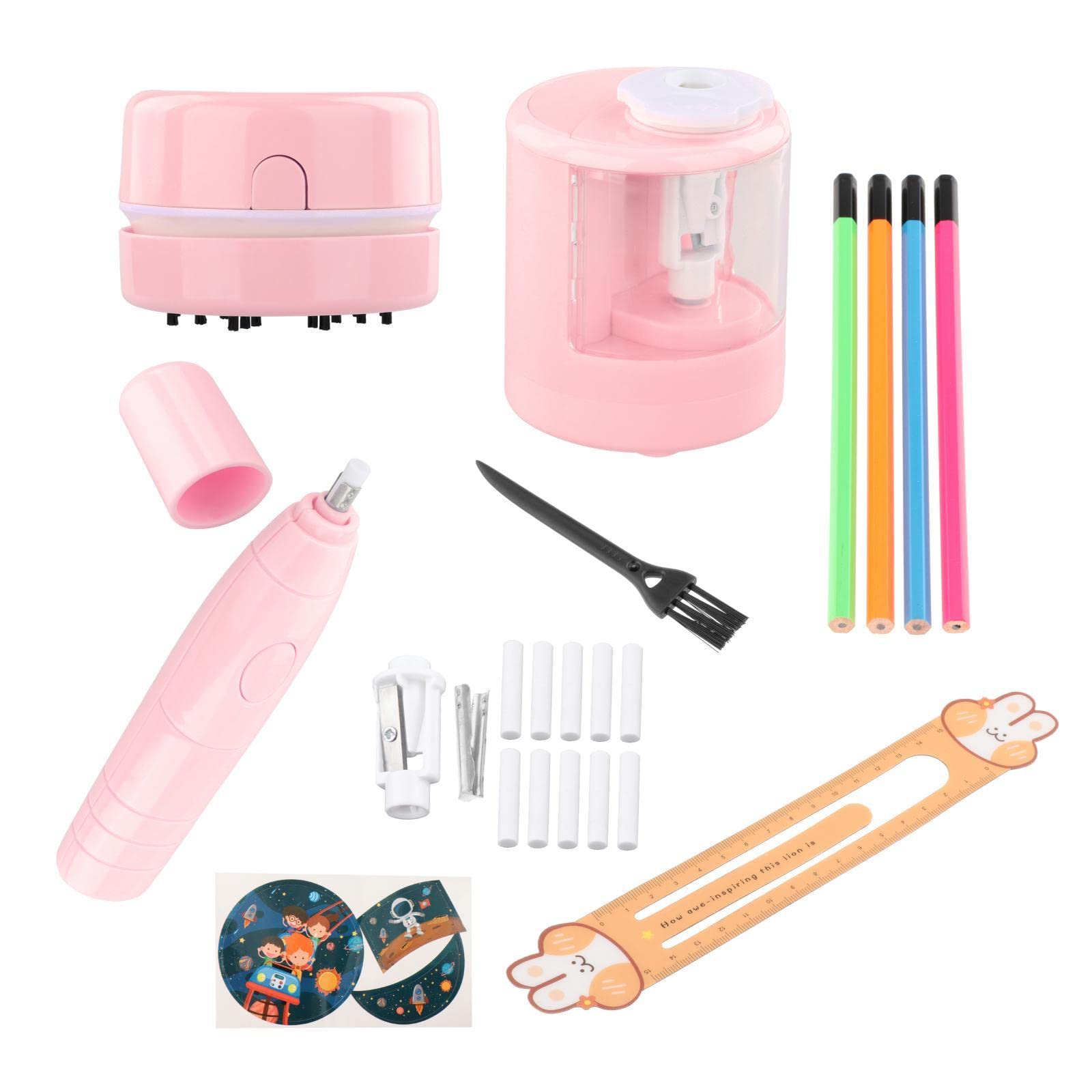 DYNWAVE Electric Desktop Vacuum Cleaner - Mini Cordless Dust Cleaner for Office, Home, Kids Room | Perfect Gift for Birthday, Christmas | Pink (Use for Eraser Shavings, Crumbs, Paper Scraps on Desk)
