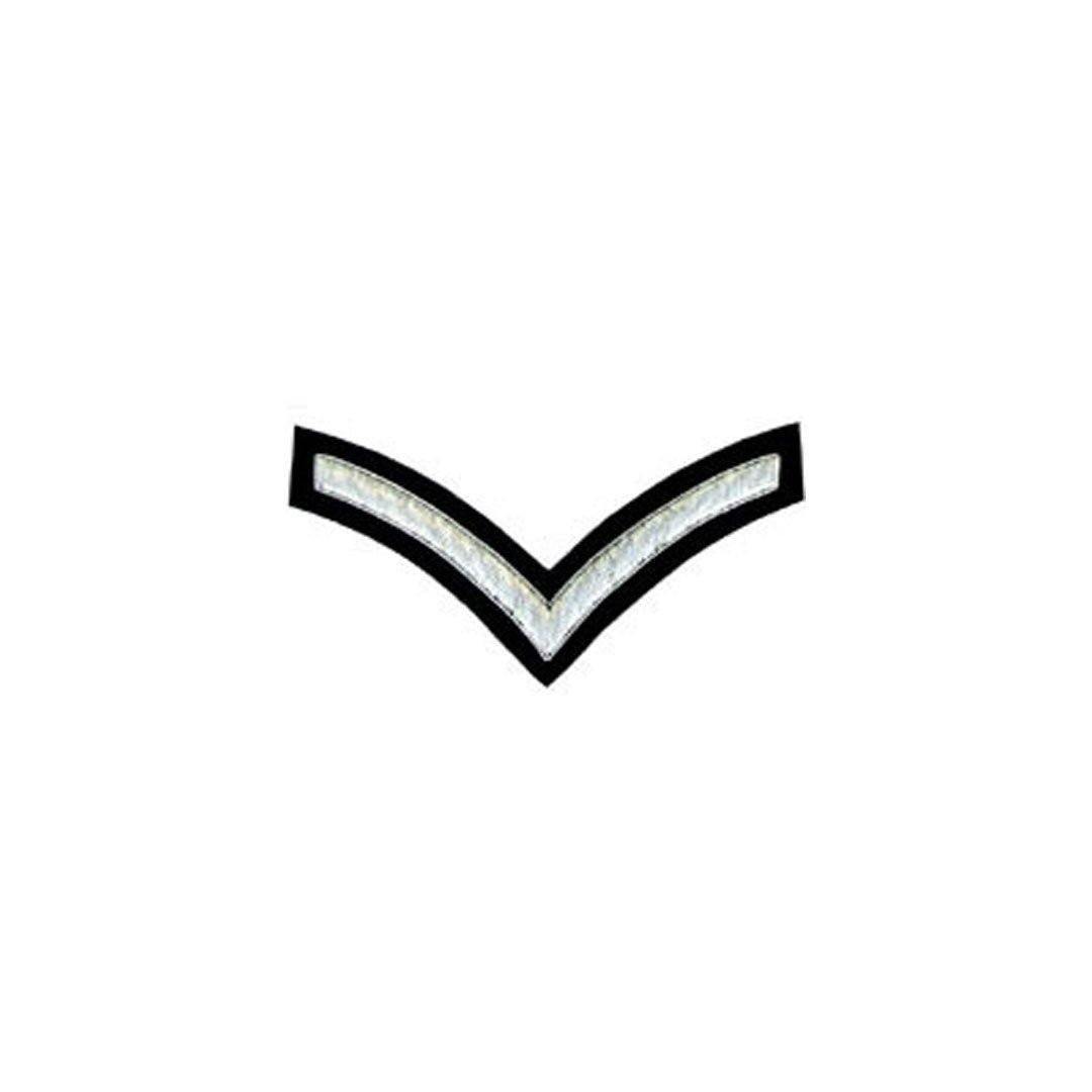 1 Stripe Chevron Badge Silver Bullion on Black - Premium Military Style Patch for Uniforms, Jackets & Tactical Gear - Perfect for Law Enforcement, Veterans & Collectors