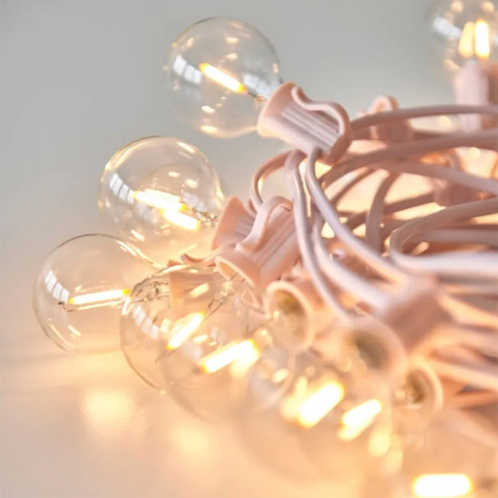 15 LED Pink Festoon Lights - Outdoor String Lights for Patio, Garden, Wedding & Party Decorations