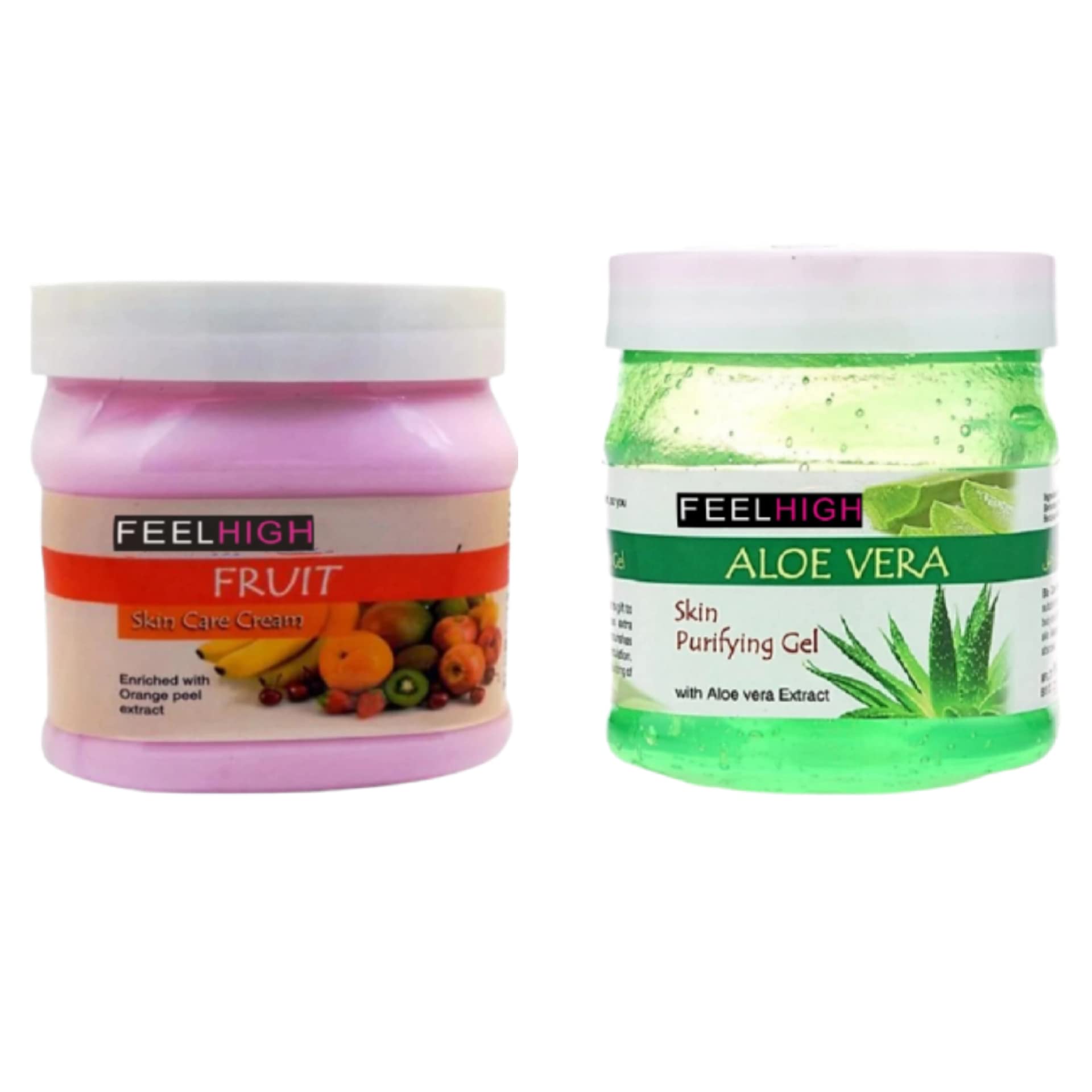Feelhigh Face & Body Fruit Cream 500g + Aloe Vera Gel 500g - Natural Skincare Set for All Skin Types - Hydrating Moisturizer & Soothing Gel - Perfect for Daily Facial Care & Body Treatment