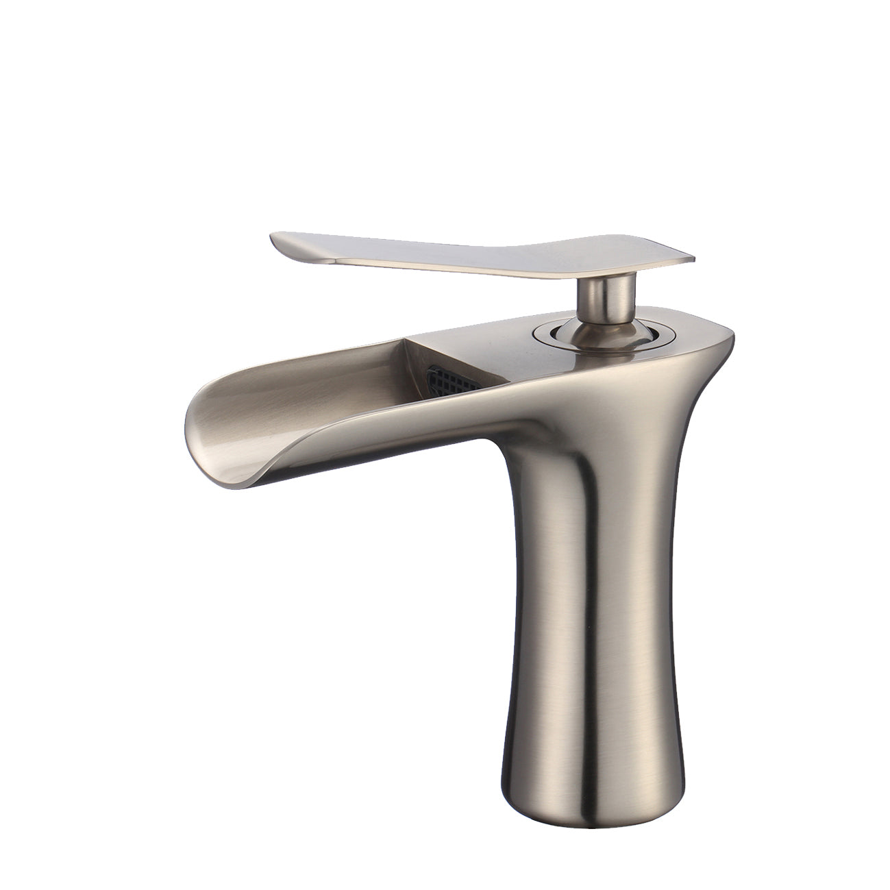 81H36 005 Single Hole Bathroom Faucet - Modern Waterfall Spout Vanity Sink Faucet for Bathroom & Powder Room - Brushed Nickel Finish