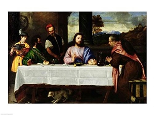 Titian's The Supper at Emmaus Poster Print - 36x24 Inch Large Wall Art - Biblical Renaissance Painting for Home, Office & Church Decor