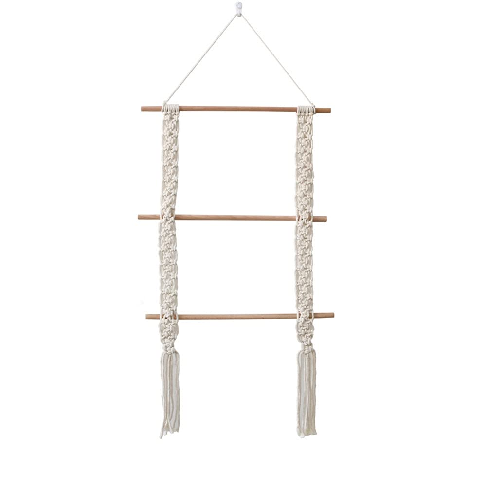 Handmade Macrame Toilet Paper Holder & Towel Rack - 3-Tier Woven Cotton Rope Storage Shelf for Bathroom, Kitchen, Living Room & Bedroom | Decorative Home Organizer for TP Rolls, Towels & Small Essentials