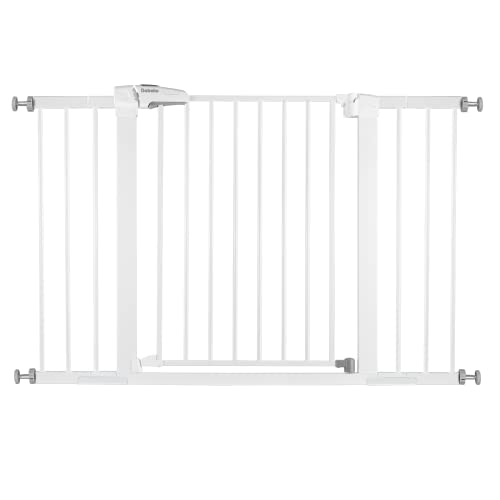 BABELIO 29-48 Inch Extra Wide Metal Baby Gate & Pet Gate for Stairs, Doorways - Pressure Mounted Walk Through Safety Gate with Door, No Tools No Drilling Needed, Includes Wall Cups - Perfect for Homes with Kids and Pets, Staircase Safety, Room Divider, Doorway Barrier