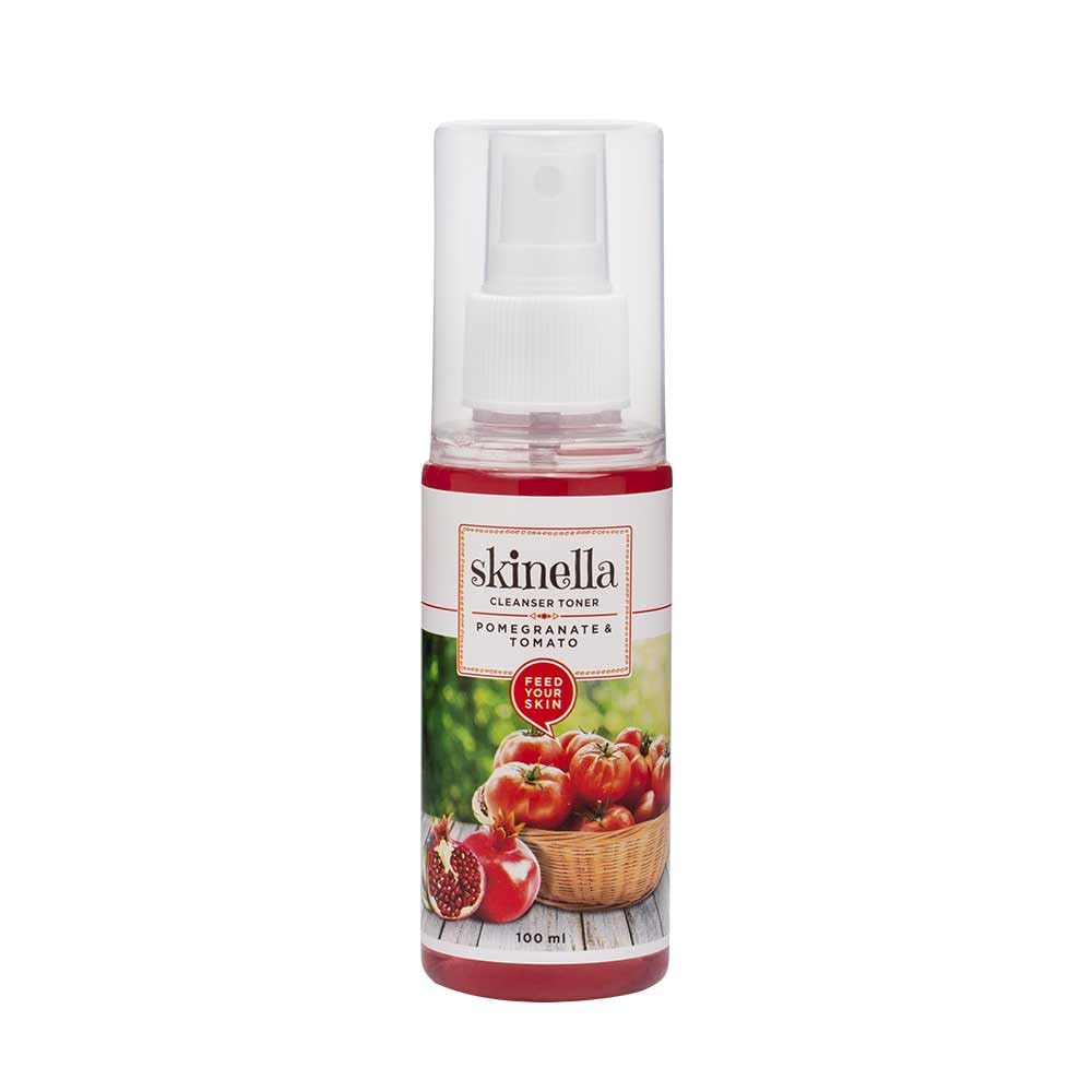 Skinella Pomegranate & Tomato Cleanser Toner 100ml - Best Vitamin C Facial Toner for Oily Skin - 2-in-1 Antioxidant Face Toner to Reduce Oiliness & Brighten Skin | Perfect for Daily Skincare Routine & Post-Workout Refresh