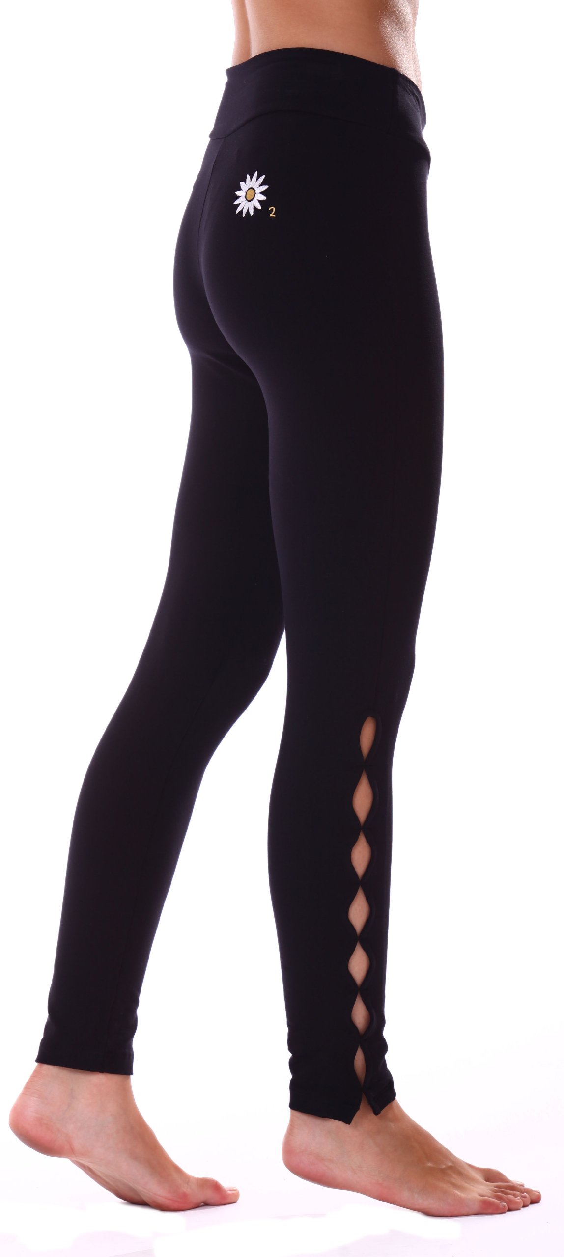 Margarita Designer Activewear - Black High-Cut Hot Pants with Side Leg Cutouts | Yoga, Gym & Dance Workout Shorts