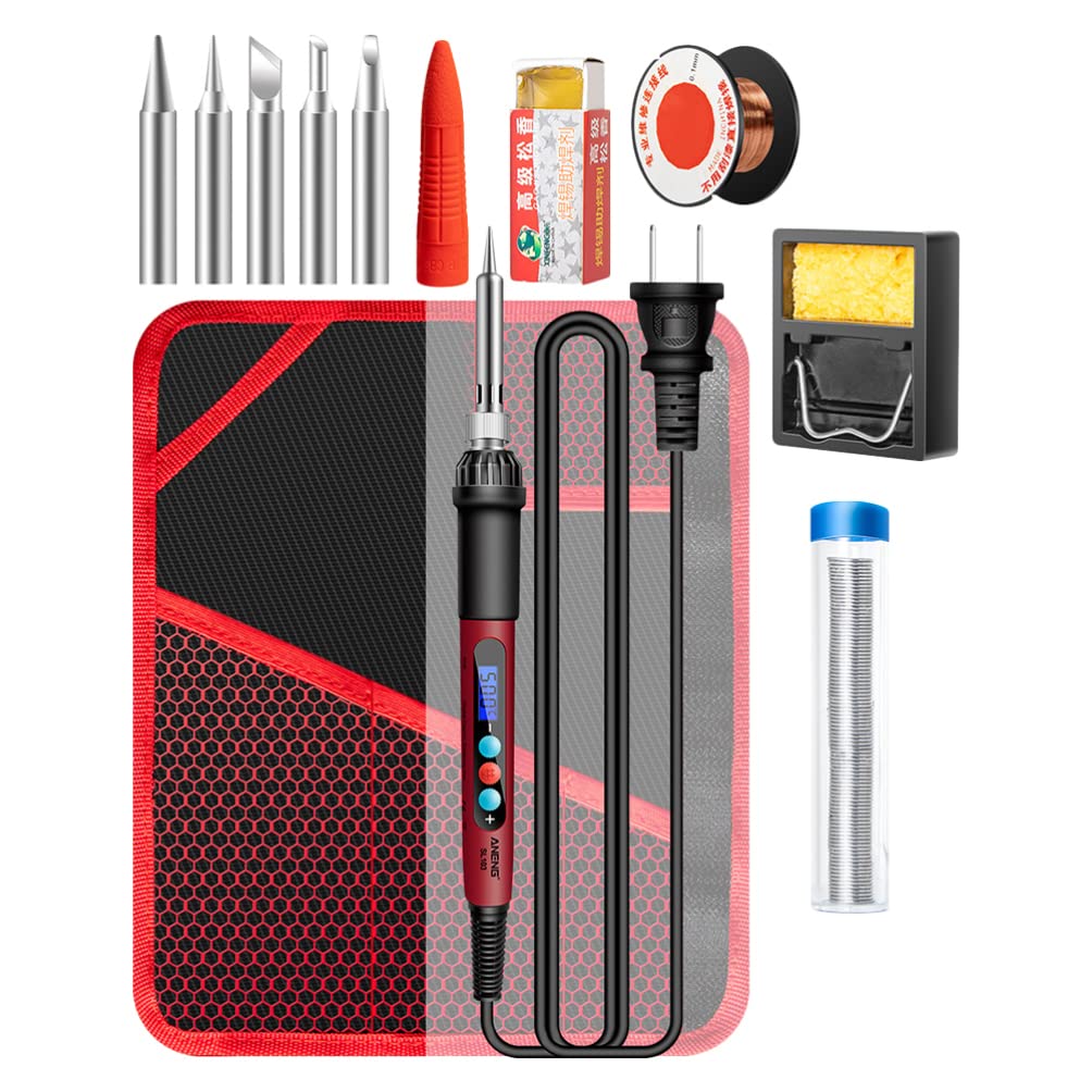 VICASKY Portable Soldering Iron Kit with US Plug - 60W Adjustable Temperature Welding Tool for Electronics Repair, DIY Projects, and Home Use