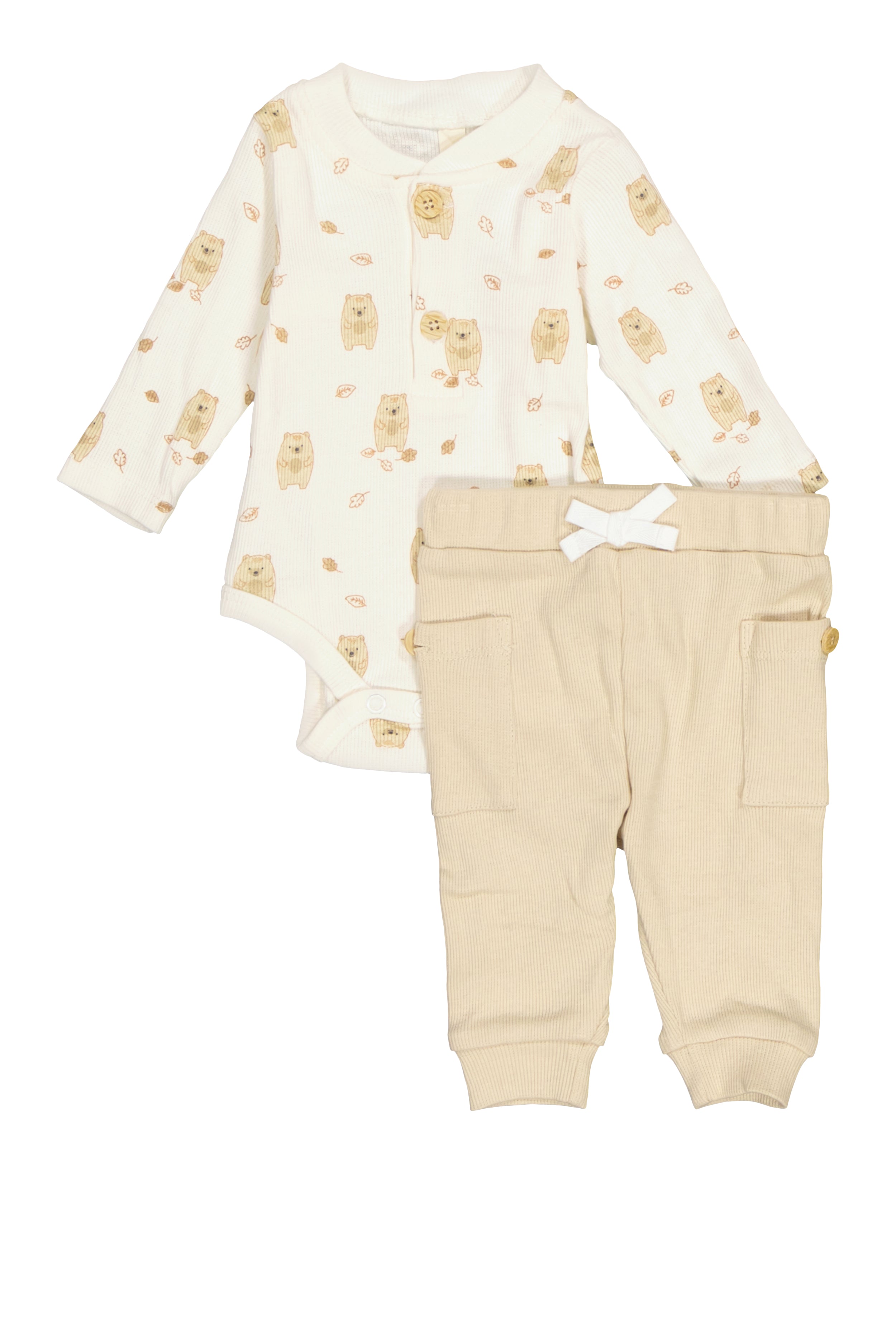 Adorable Baby Boys 0-9 Months Bear Print Bodysuit & Joggers Set - Soft Cotton Outfit for Newborns & Infants - Perfect for Playtime, Photo Shoots & Casual Wear