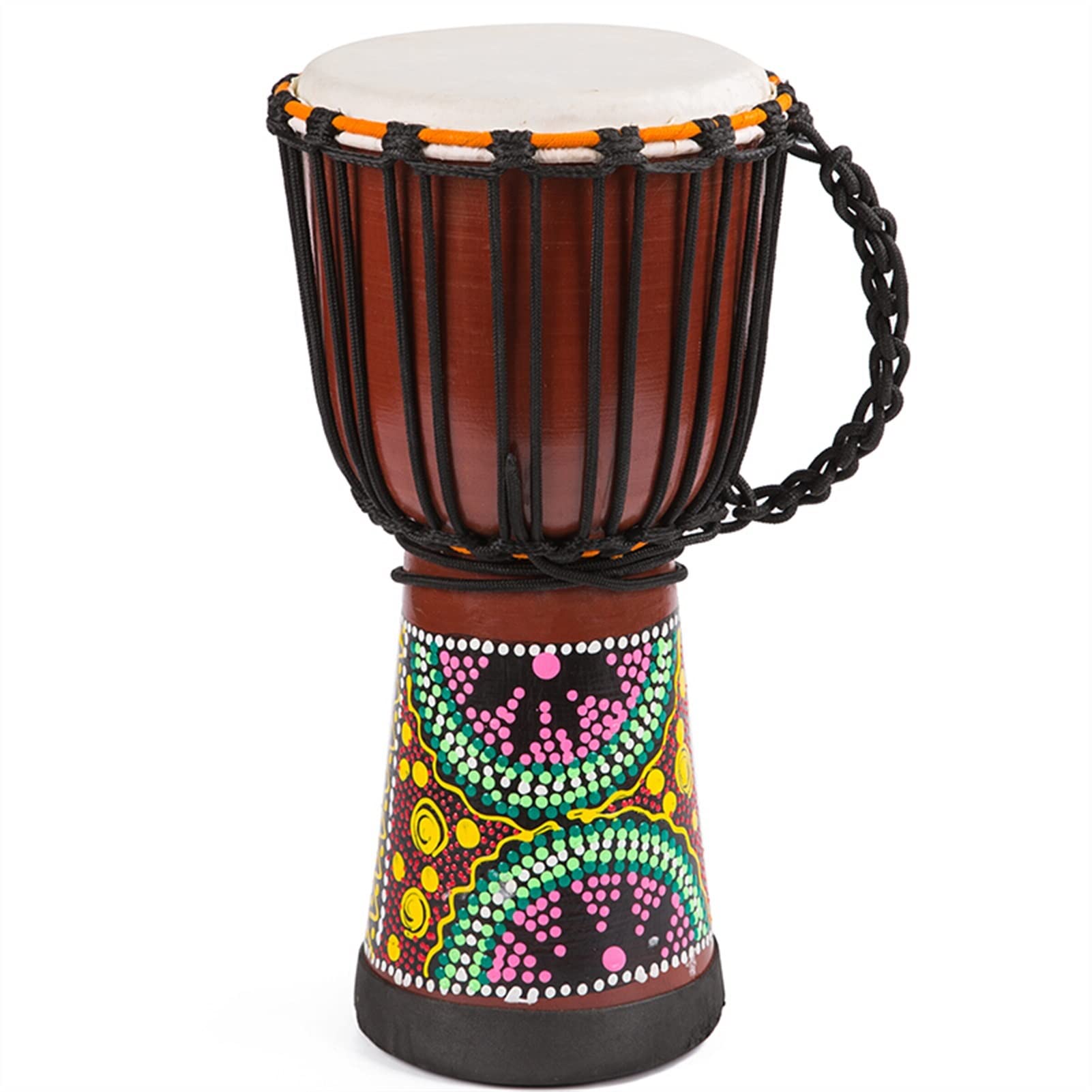 8 Inch African Hand Drum - Traditional Sheepskin Tambourine for Adults & Beginners - Dark Brown Djembe Drum for Kids, Music Lovers & Cultural Enthusiasts | Perfect for Home Decor, Music Classes, Cultural Events & Gift Giving