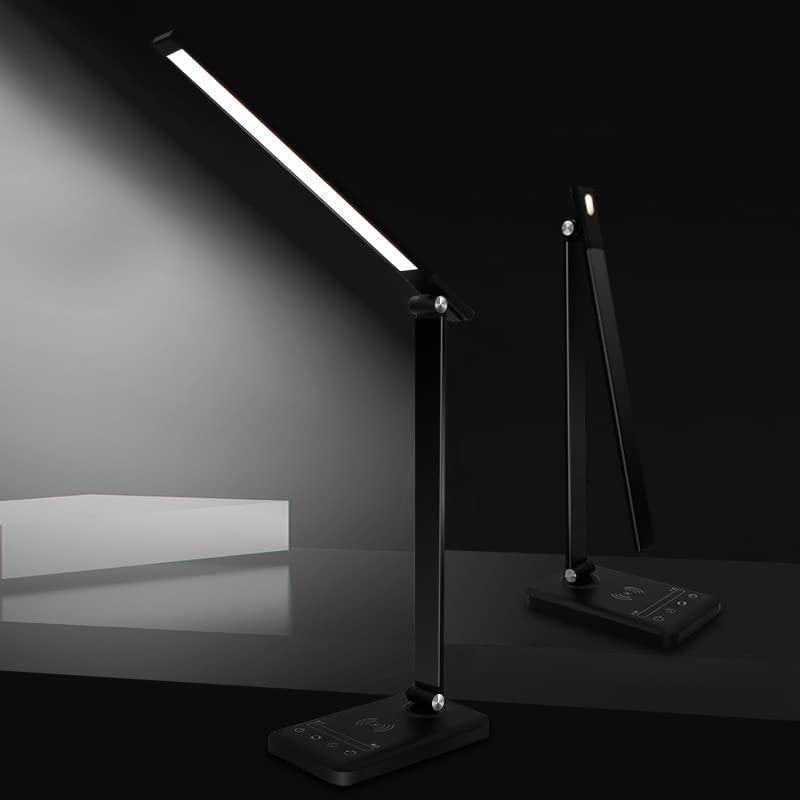 LED Desk Lamp with USB Charging Port - 5 Adjustable Brightness Levels, Eye Protection Study Lamp for Dorm, Bedroom & Office - Perfect for Reading, Working & Night Use