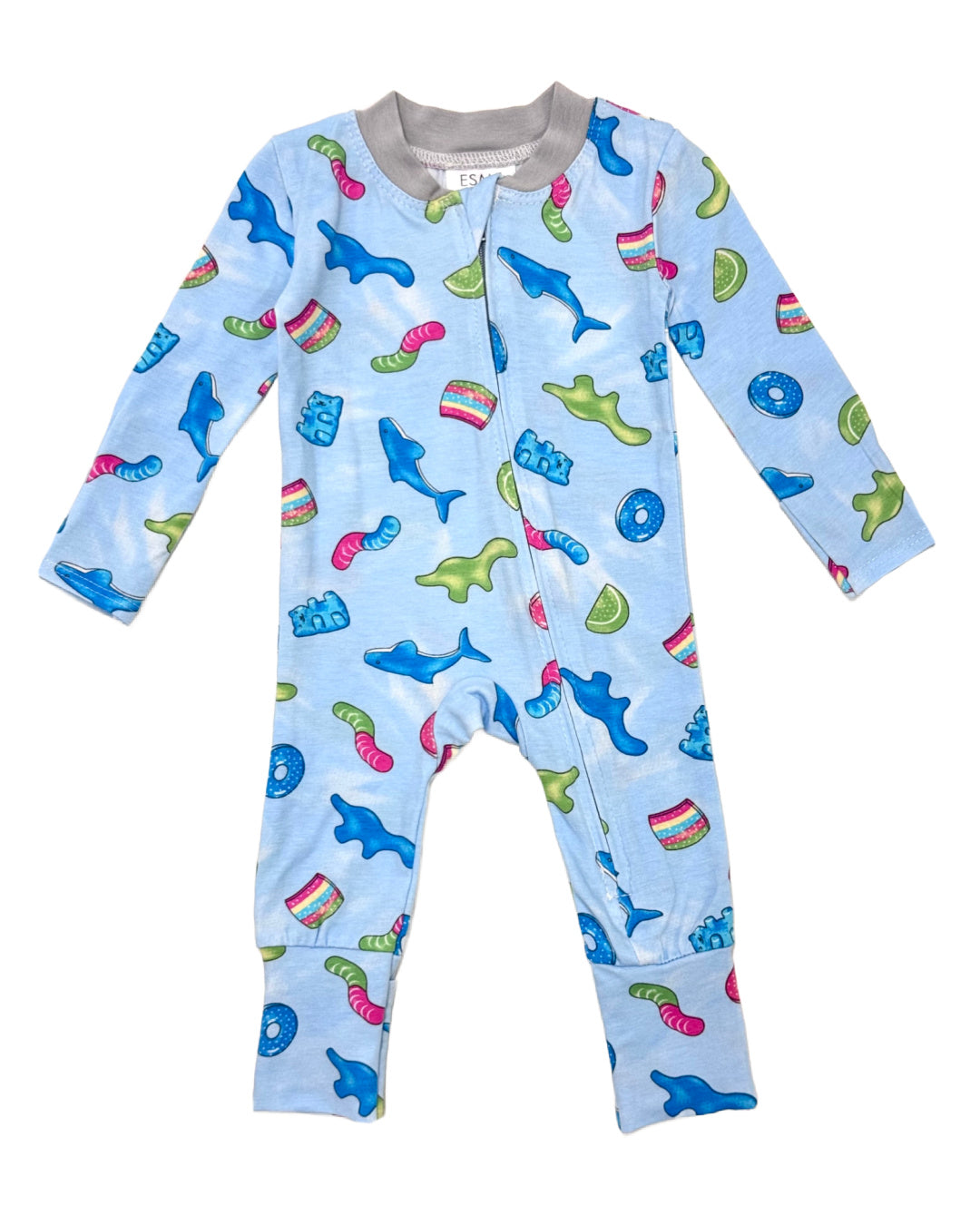 Sour Gummy Candy Footie Pajamas for Kids - Soft & Comfortable Sleepwear for Boys and Girls - Perfect for Bedtime, Lounging, and Family Movie Nights