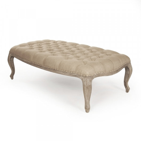 Maison Burlap Tufted Ottoman Footrest - Round Storage Pouf with Natural Jute Fabric, Perfect for Living Room, Bedroom or Nursery Decor