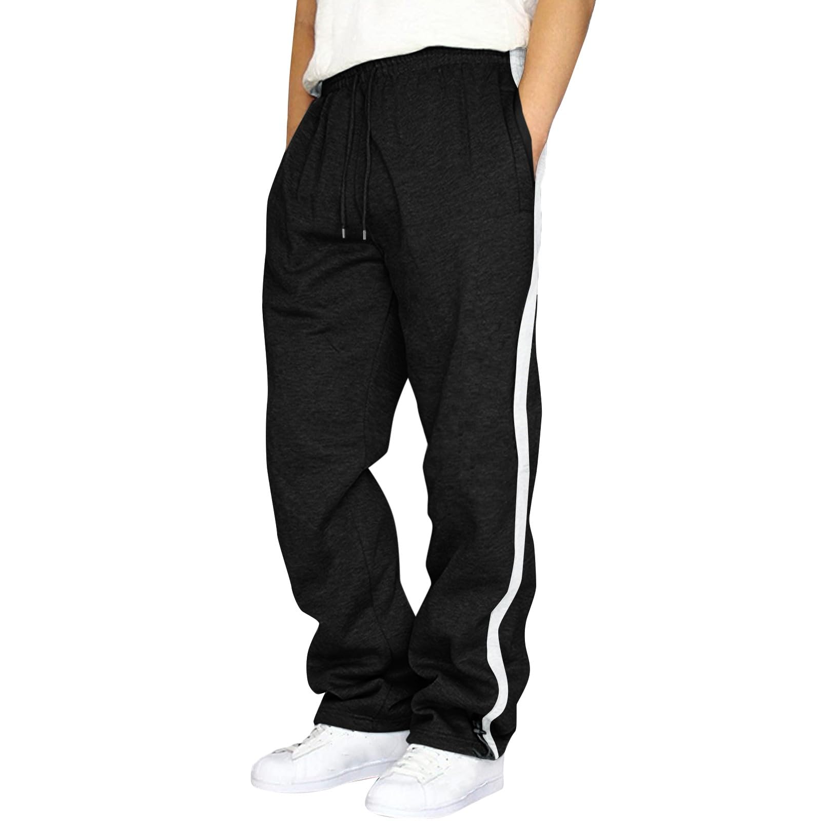Men's Relaxed Fit Heavyweight Big & Tall Sweatpants with Pockets - Khaki Joggers for Casual Wear, Lounge & Outdoor Activities