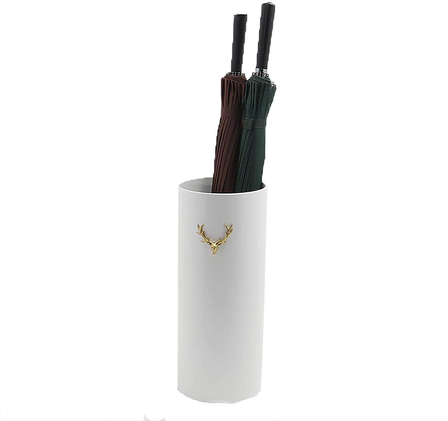 Modern Round Umbrella Stand - Stylish Organizer for Umbrellas, Walking Sticks & Wrapping Paper - White Home Decor for Entryway, Porch & Office Organization