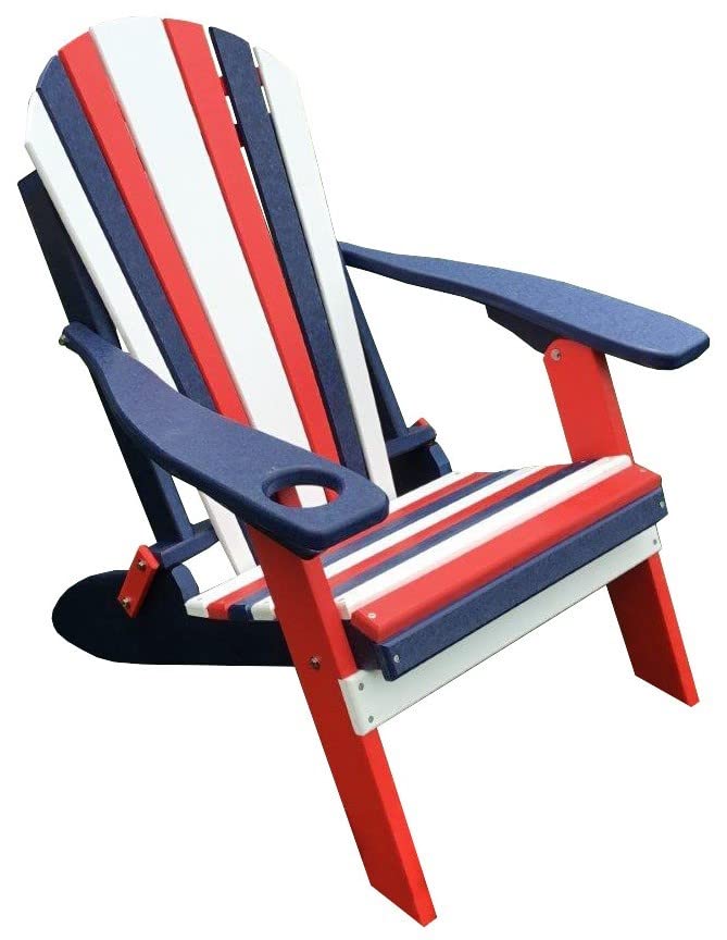 Patriotic Poly Folding Adirondack Chair - Durable Outdoor Furniture for Patio, Garden & Poolside Relaxation | Furniture Barn USA