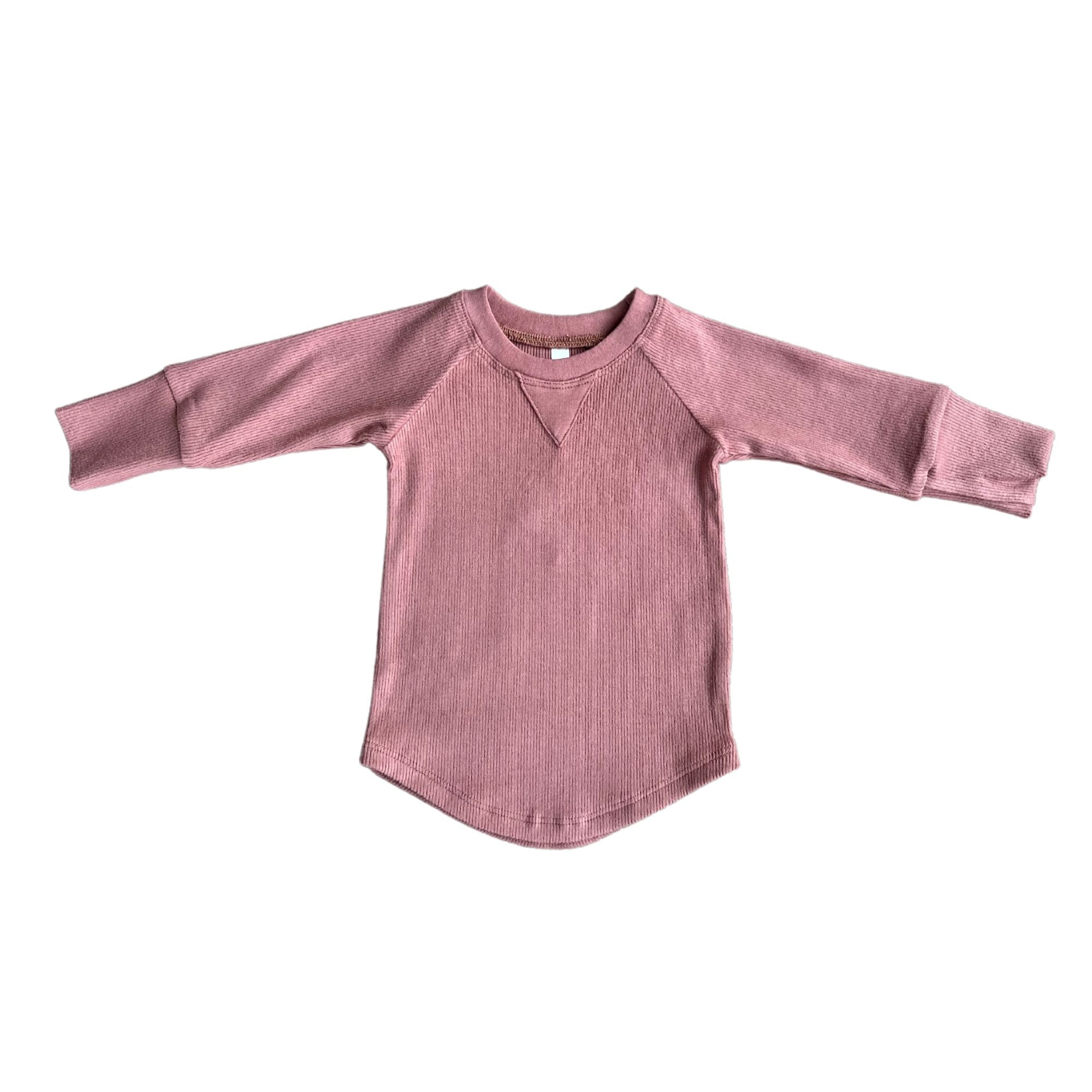Babysprouts Ribbed Long Sleeve Top for Baby Girls - Soft Cotton Stretch Comfort - Pale Brick Color - Perfect for Playdates, Family Outings & Photo Shoots