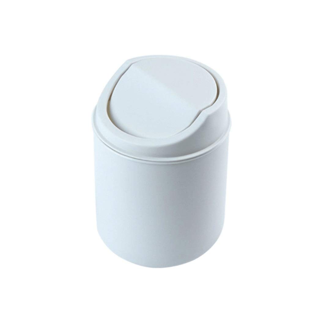 SCYMX EVTYI Mini Desktop Trash Can - Small Covered Car & Home Trash Bin with Creative Trumpet Design for Kitchen, Office, Living Room - Perfect for Cars, Desks & Countertops (White)