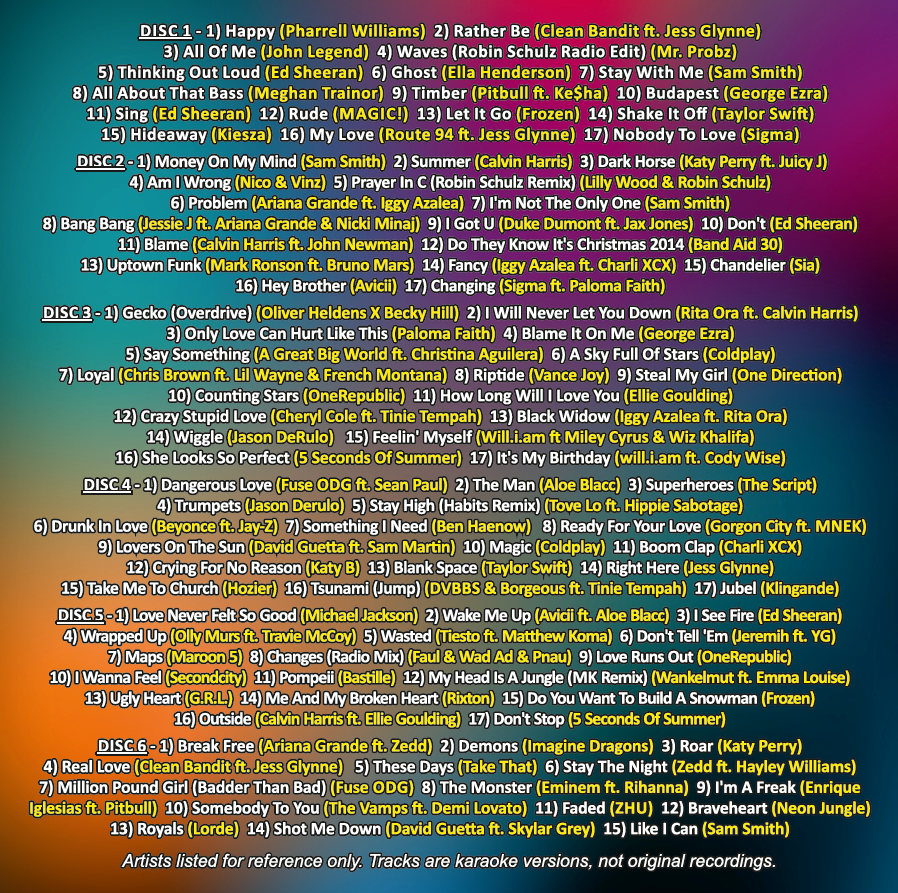 Mr Entertainer Karaoke Hits of 2014 - 100 Popular Songs on 6 CD+G Discs | Perfect for Home Parties, Karaoke Nights & Family Gatherings