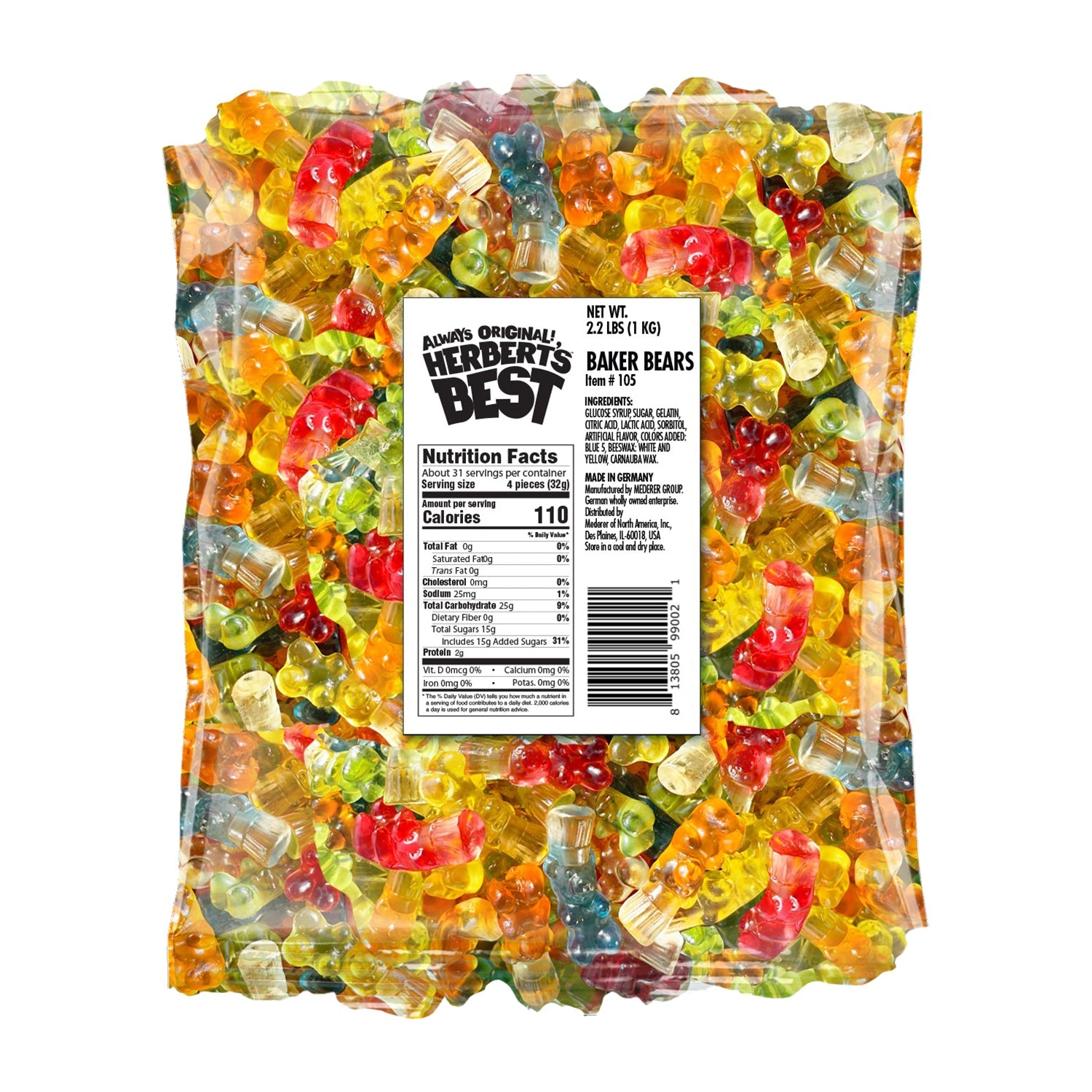 Efrutti Gummy Baker Bear Candy - 2.2lb Bulk Bag for Baking, Parties & Snacking | Soft & Chewy Bear-Shaped Gummies | Perfect for Cake Decorating, Gift Baskets & Movie Nights
