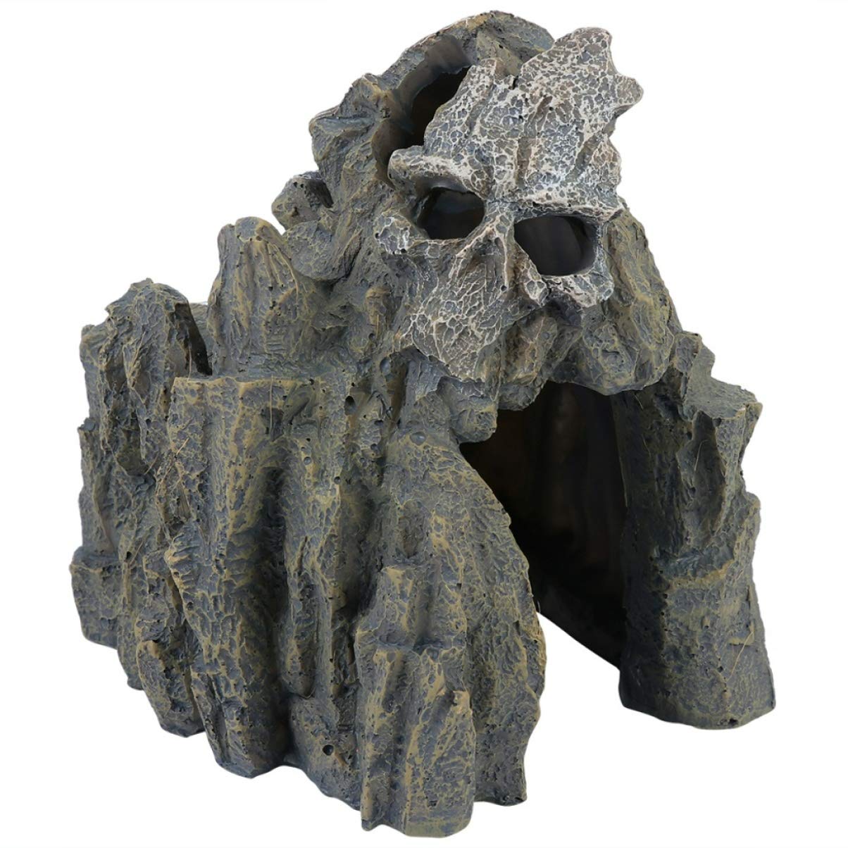 POPETPOP Resin Aquarium Rockery Ornament - Betta Fish & Shrimp Shelter Hiding Cave for Fish Tank Decor | Durable Resin Crafts for Home Aquascaping & Underwater Landscape Design