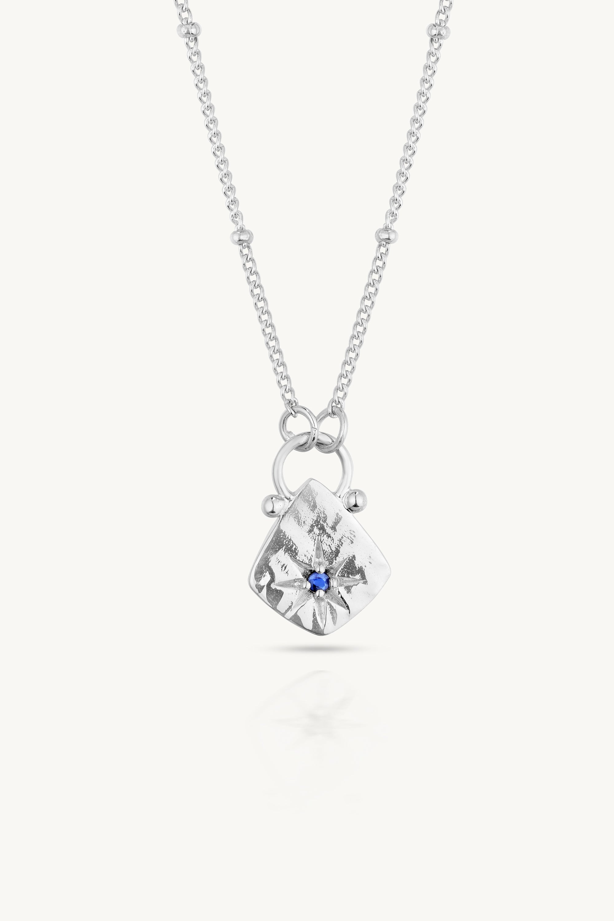 Handmade Sapphire Star Hammered Silver Necklace for Women - Elegant Boho Jewelry Gift for Birthday, Anniversary & Special Occasions