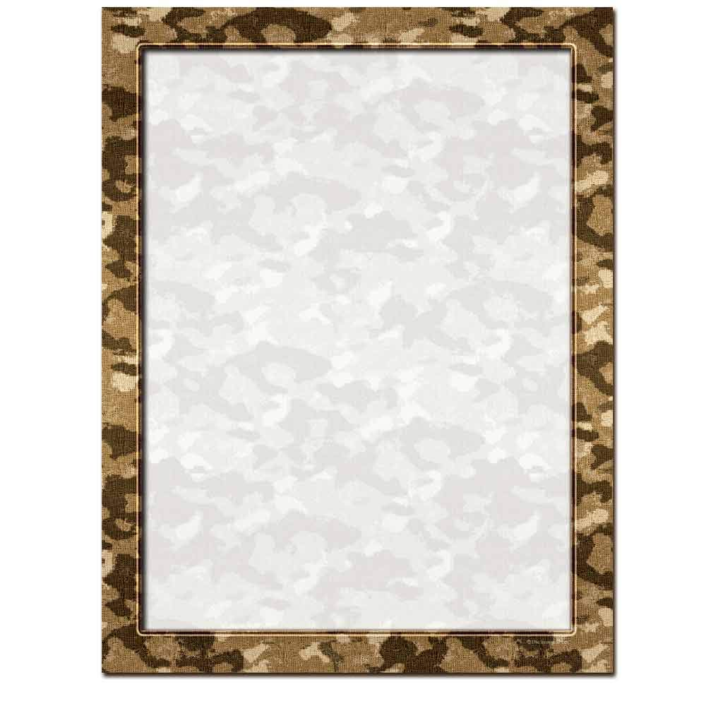 Camouflage Letterhead Laser & Inkjet Printer Paper - 25 Sheets Desert Design for Office, Business & Military Use - Premium Printable Stationery for Professional Documents & Reports