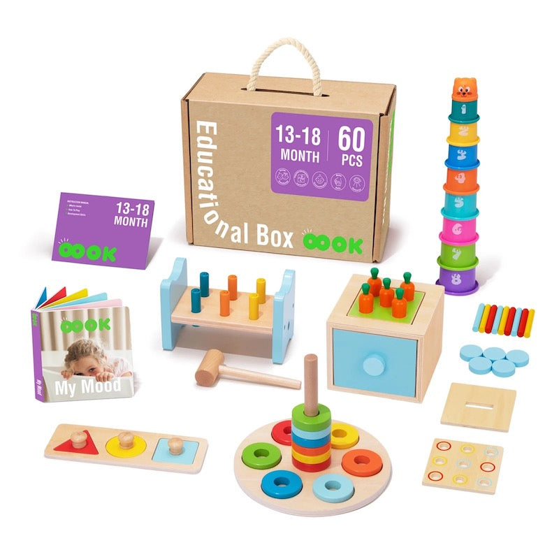 Best Educational Play Box for Toddlers 13-18 Months - Learning Toys for Baby Development & Sensory Play - Perfect for Daycare, Home & Travel