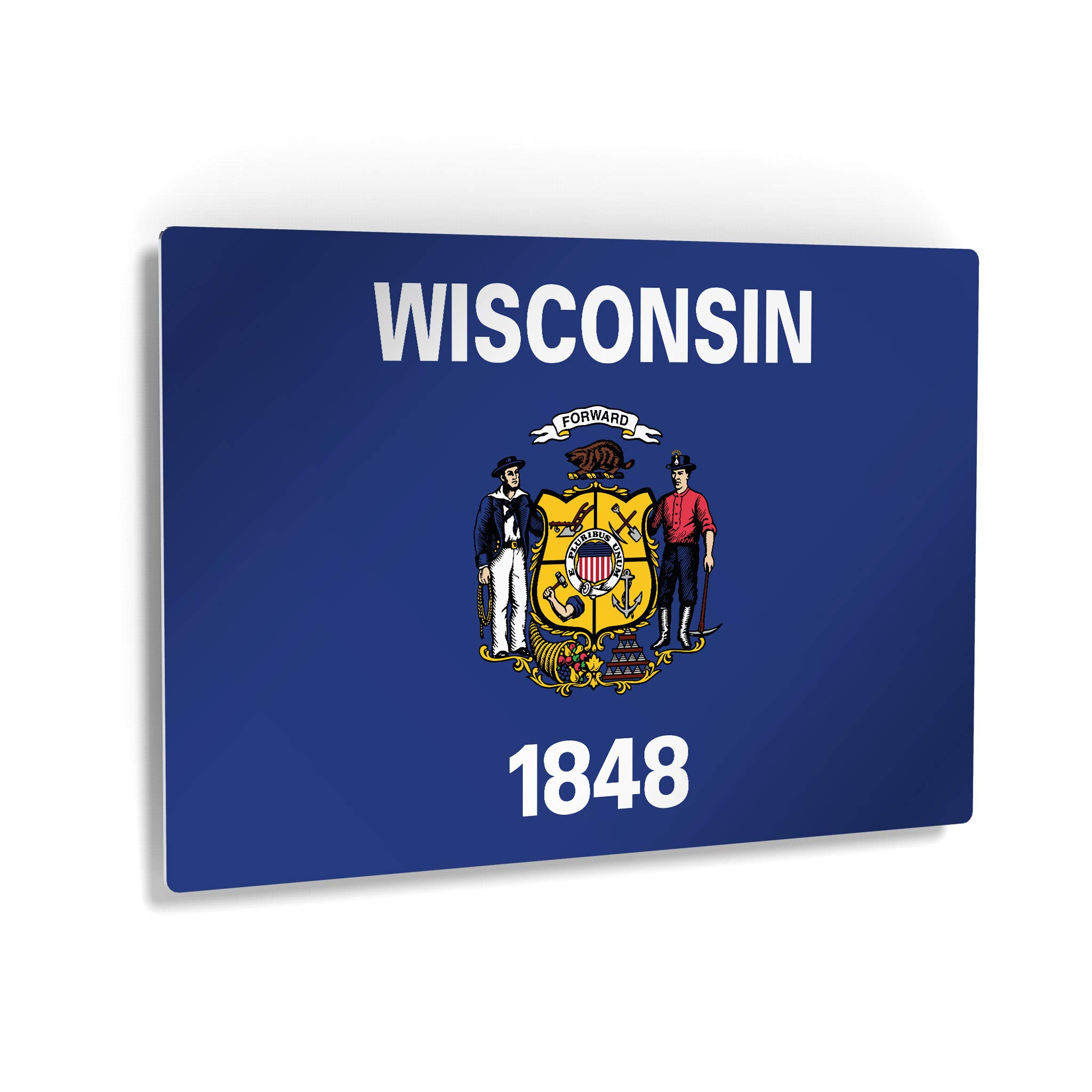 Premium Wisconsin State Flag Metal Wall Art - Glossy 30x40 Inch US State Capital Flag Print - Made in USA for Living Room, Office & Home Decor - Perfect for Patriotic Displays & Gifts
