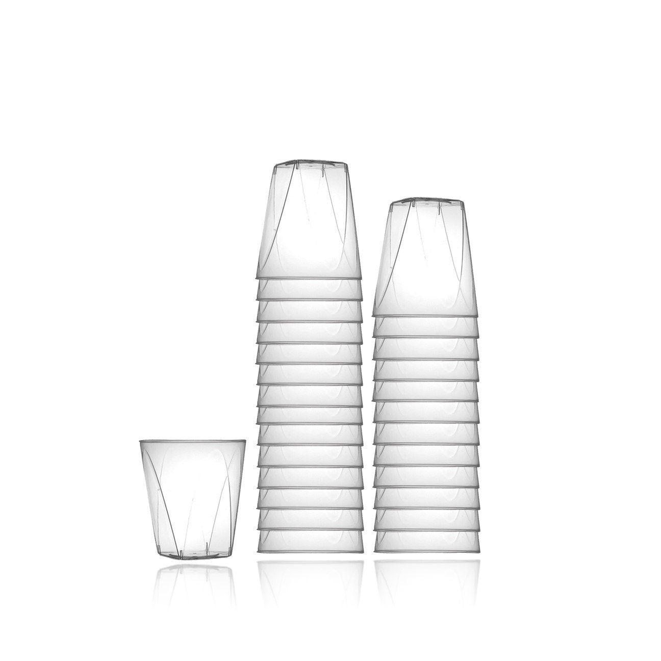 2 oz. Clear Plastic Square Shot Glasses - 20 Pack Bulk Set for Parties, Bars, and Events | Durable & Reusable Drinking Cups for Cocktails, Liquor, and Mixed Drinks