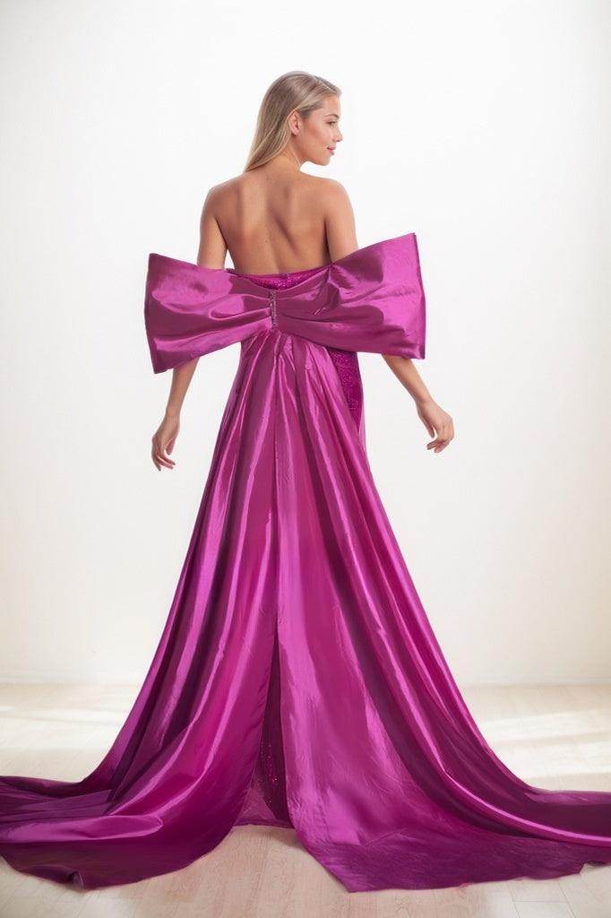 Elegant Off-The-Shoulder Sweep Train Prom Dress with Satin & Lace Details - Perfect for Homecoming, Formal Dances & Special Occasions
