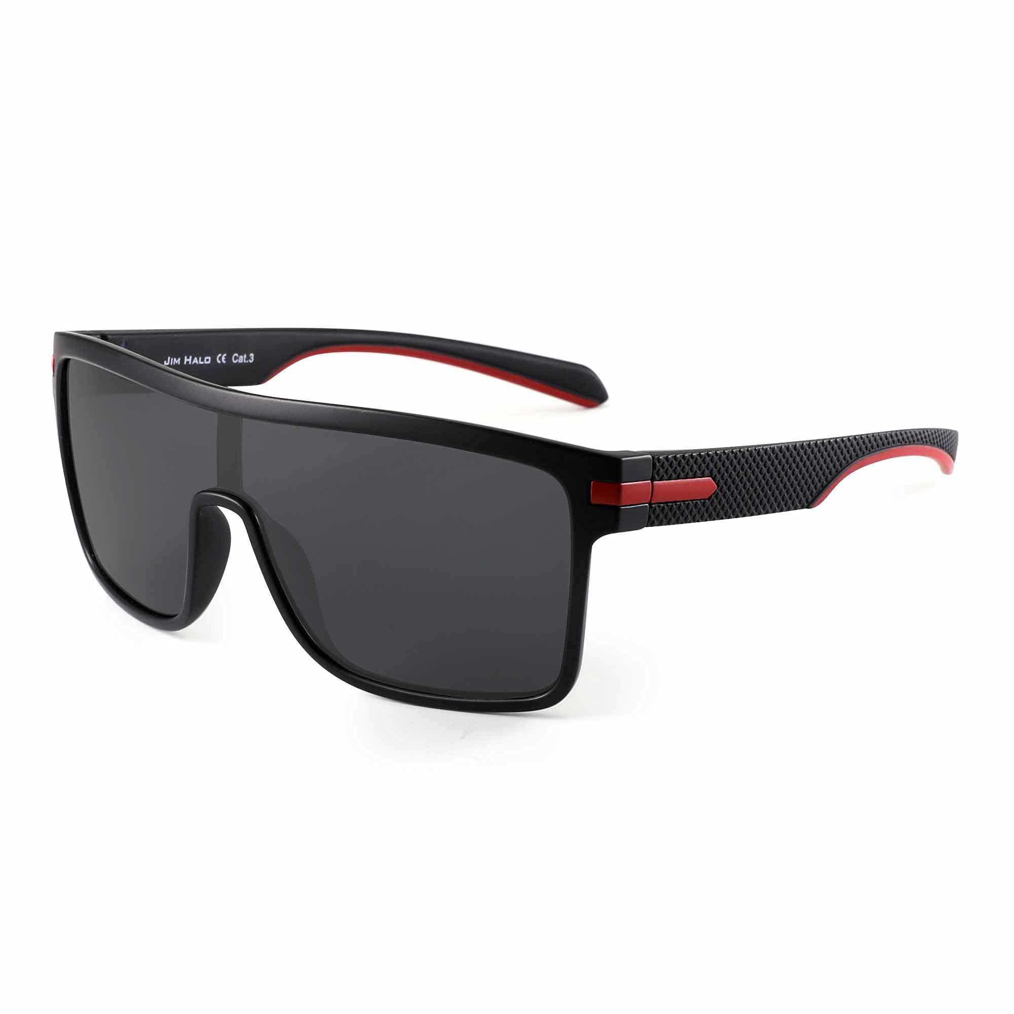 JIM HALO Polarized Shield Sunglasses for Men - Oversized Flat Top Square Frame UV Protection - Perfect for Driving, Outdoor Sports & Fashion Accessories