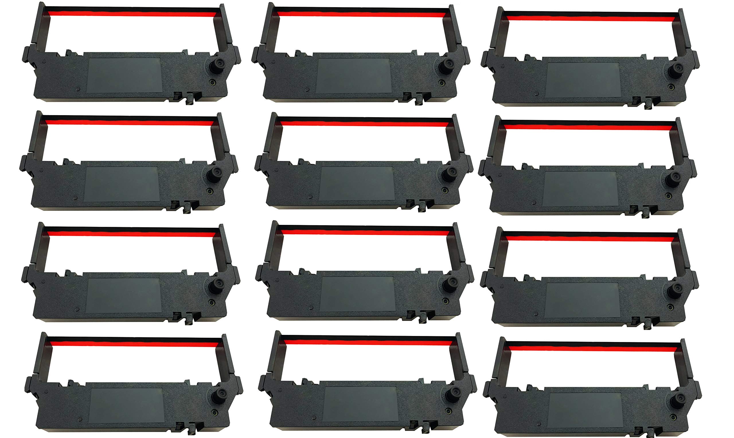 12-Pack SP-700 Compatible Ribbon Ink Cartridges - Black & Red for STAR Printers RC-700BR, SP700, 712, 742 - Perfect for Office, Retail, and Shipping Label Printing