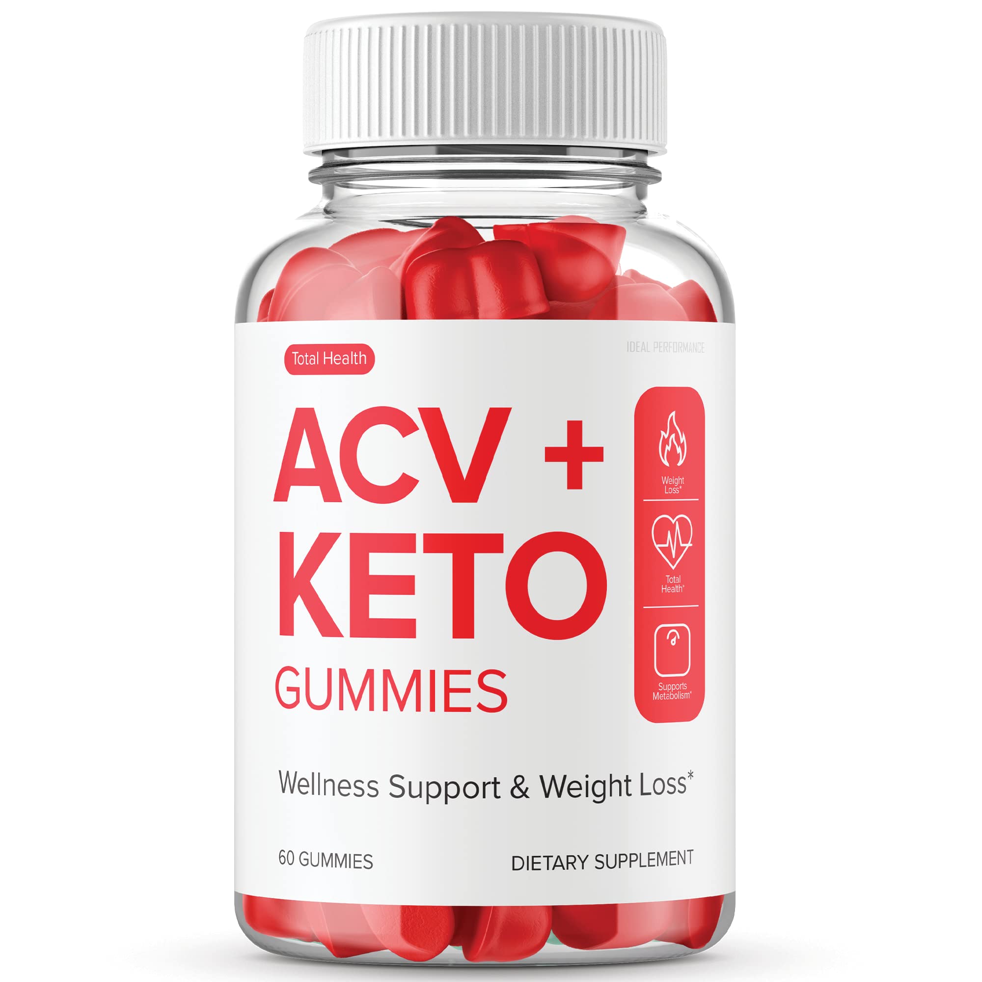 IDEAL PERFORMANCE Apple Cider Vinegar (ACV) Keto Gummies - 60 Count | Sugar-Free, Vegan & Gluten-Free Supplement for Weight Management, Digestion & Energy Boost | Perfect for Ketogenic Diet & Daily Wellness