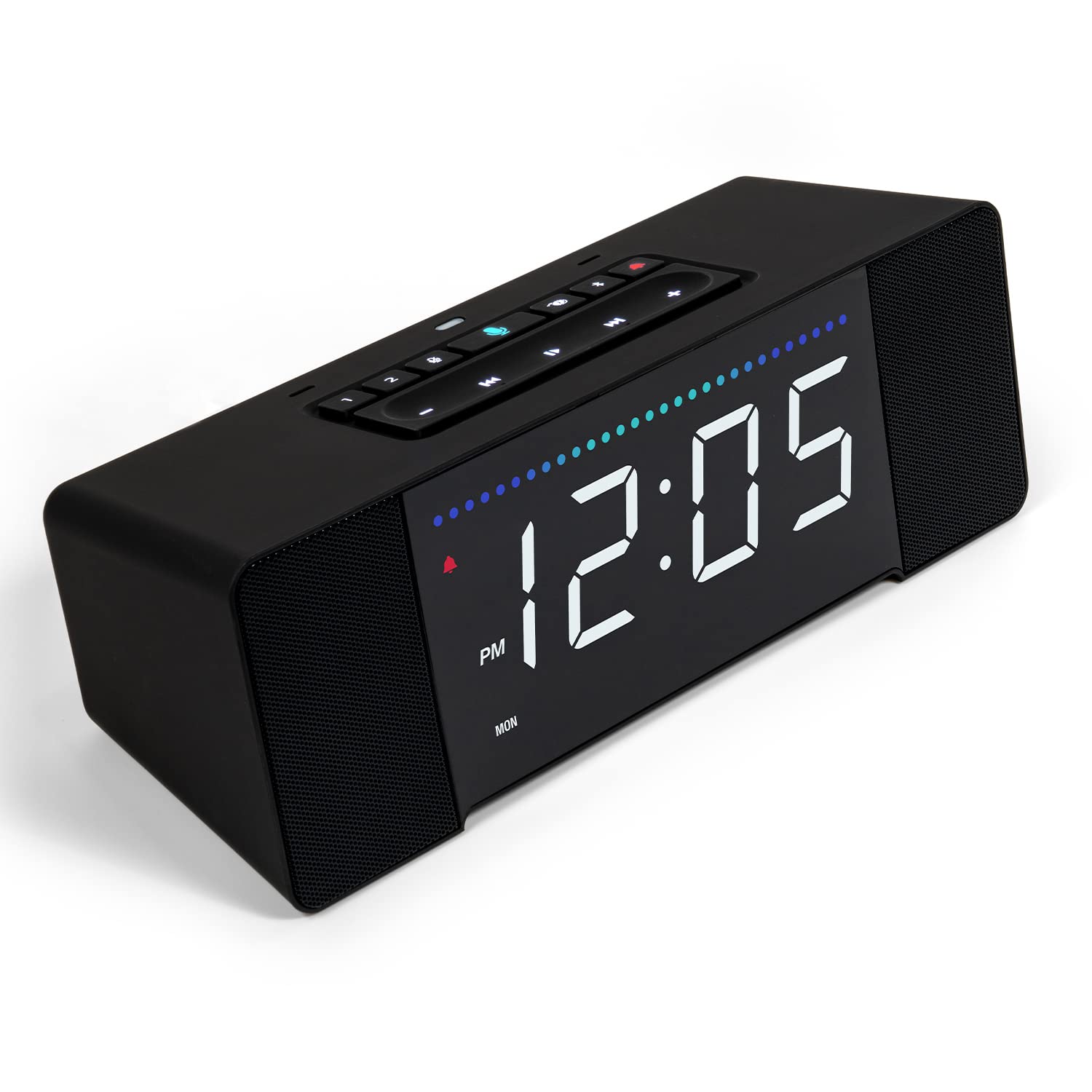 Sandman Clocks Doppler Smart Alarm Clock with Alexa Built-in - Blackout Design - 3 USB & 3 USB-C Charging Ports - Stereo Bluetooth Speakers - Alexa Alarm Clocks for Bedrooms - Alarm Clock Bluetooth Speaker for Home and Office Use