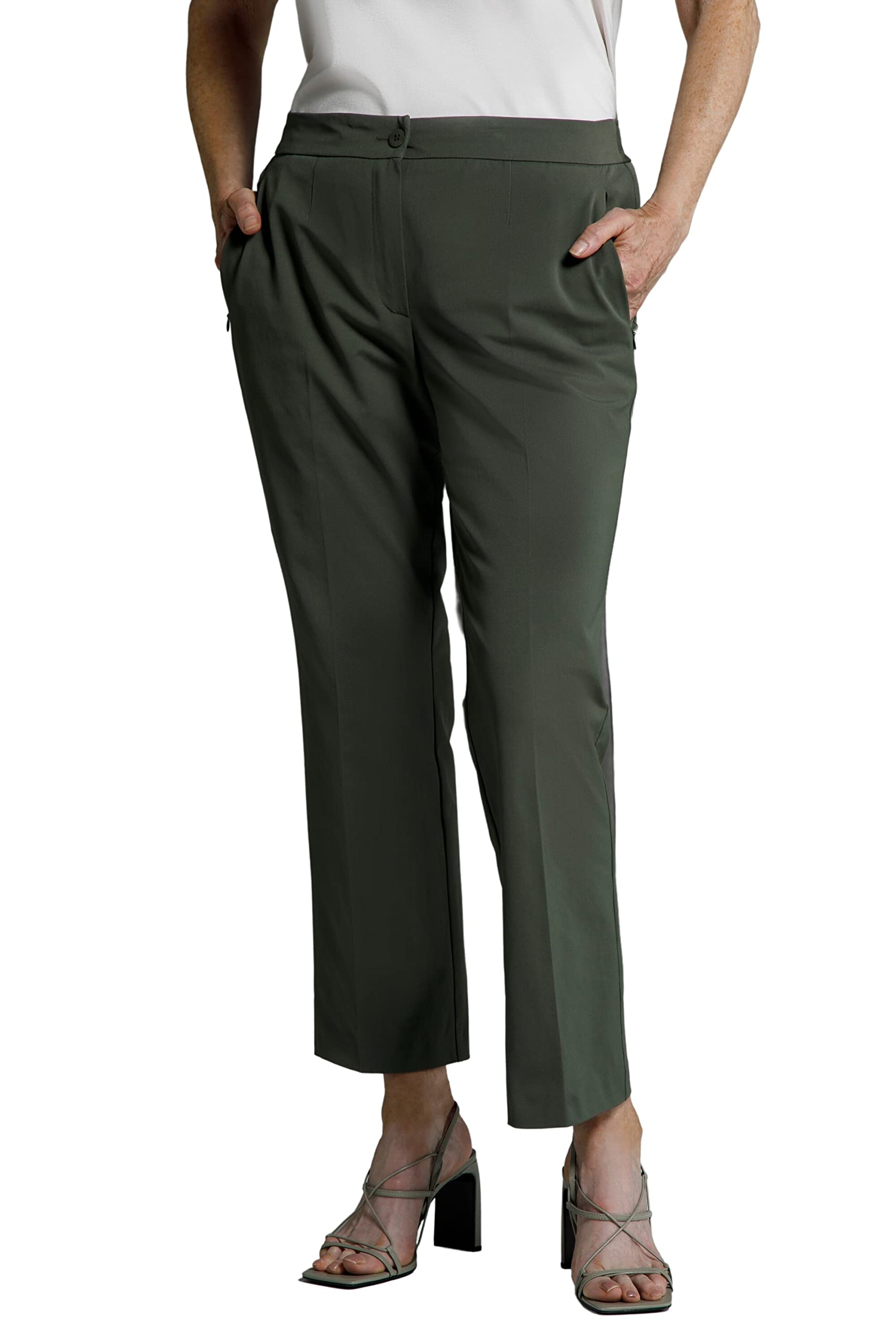 Ulla Popken Women's Plus Size Bootcut Stretch Pants - Curvy Fit Oversized Trousers for Work & Casual Wear | Comfortable Office Pants for Full-Figured Women