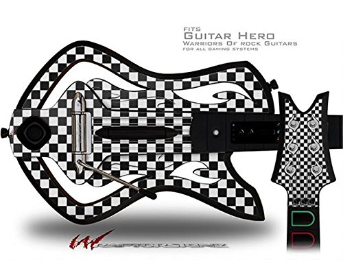 Black and White Checkered Decal Skin for Warriors of Rock Guitar Hero Guitar - Self-Adhesive Vinyl Sticker (Guitar Not Included) | Perfect for Customizing and Protecting Your Gaming Controller