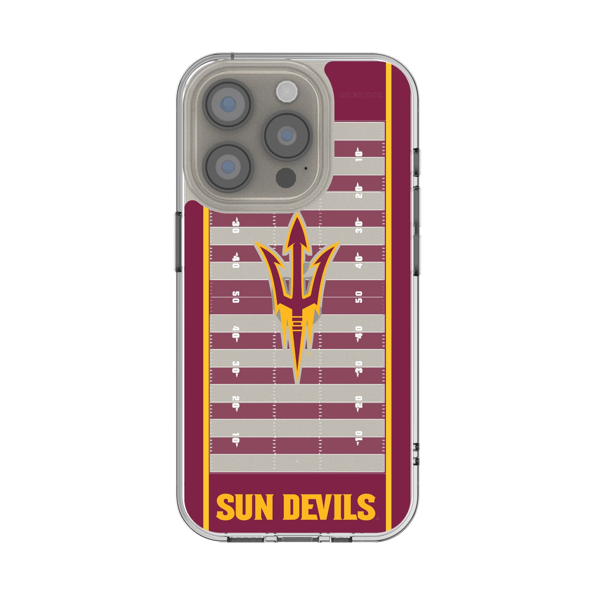 Arizona State University Sun Devils Field Clear Phone Case for Apple iPhone 15/14/13/12/11 Pro Max - Durable Protective Cover for College Fans - Perfect for Game Day, School Spirit & Daily Use