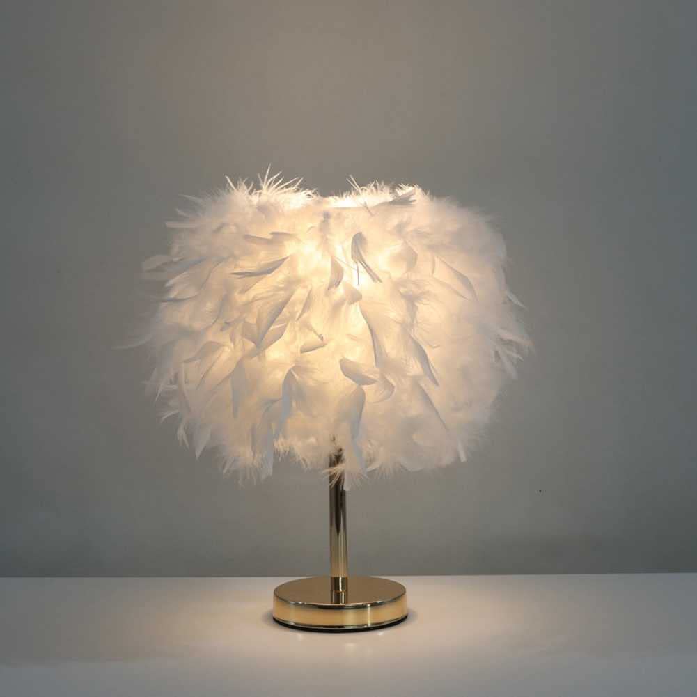 Elegant Modern Gold Feather Table Lamp 11.8