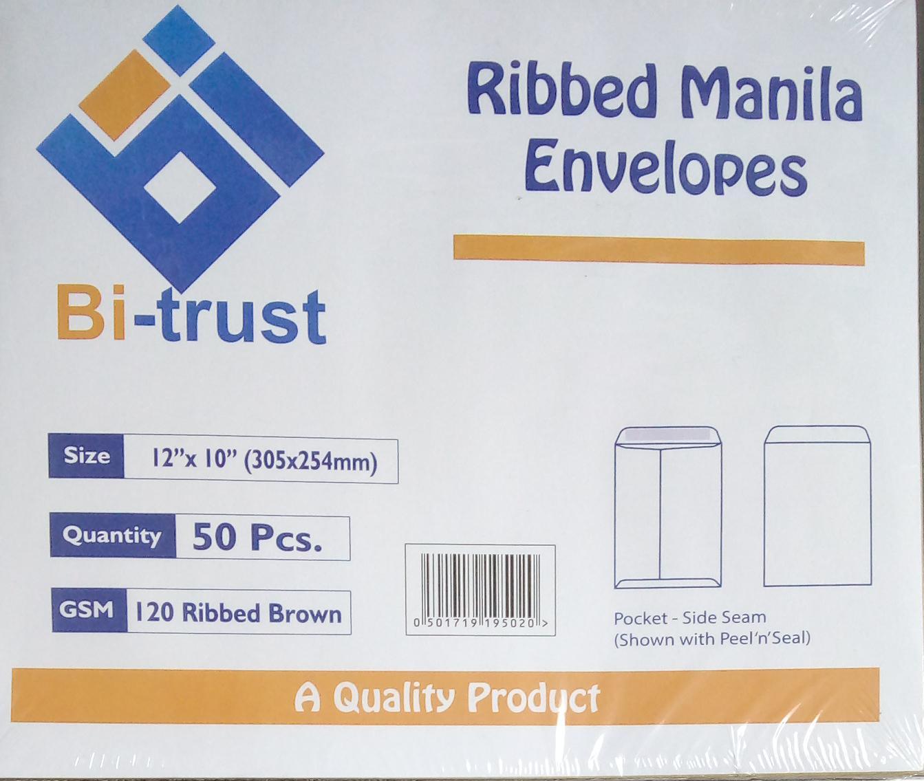 Bi Trust Ribbed Manila Envelopes - Secure Mailing Solution for Documents, Letters & Business Correspondence | Perfect for Office, Mailing & Shipping Needs