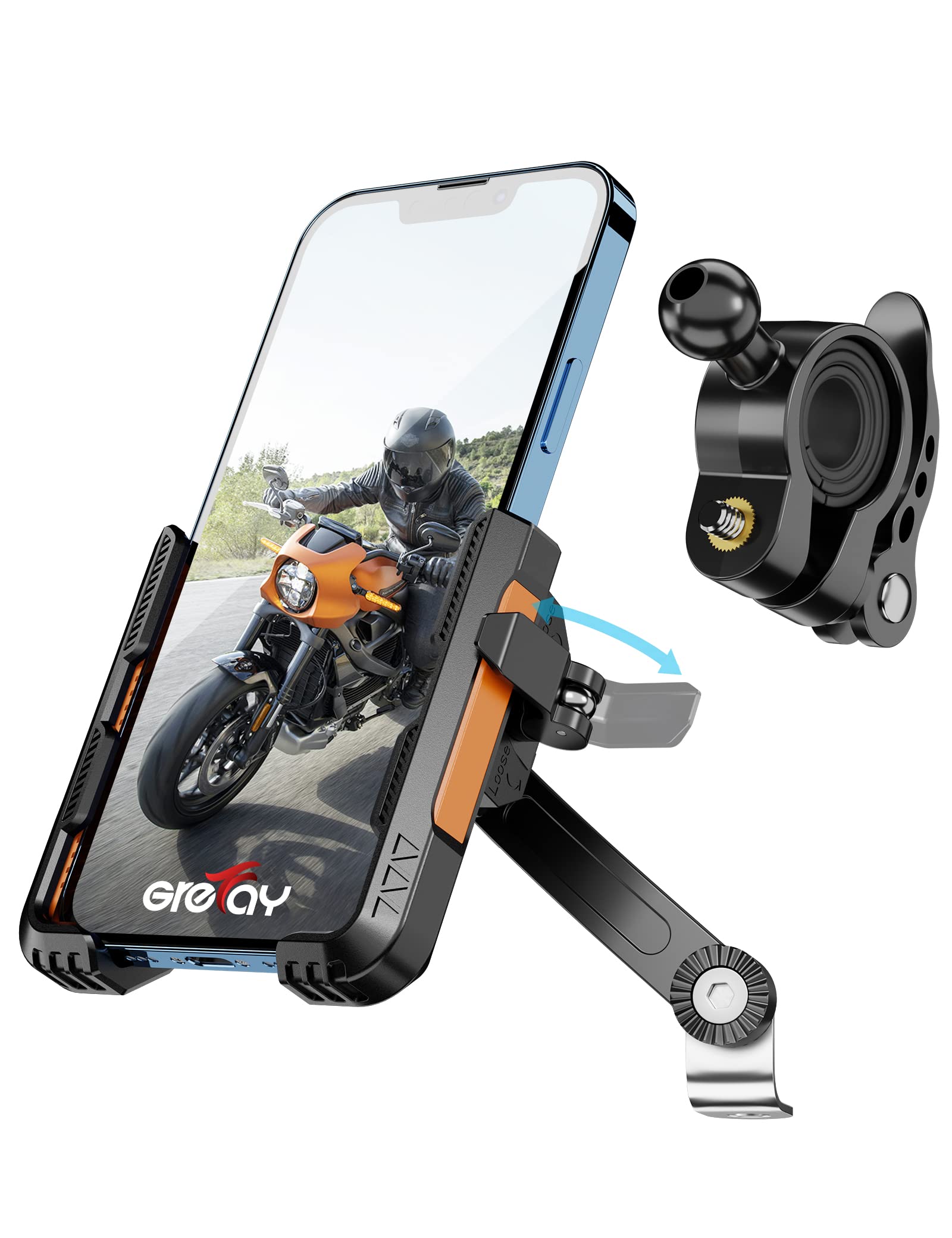 **Universal Motorcycle Phone Mount - 360° Rotatable Handlebar & Rearview Mirror Mount for 4.0-7.0 Inch Smartphones - 2 Secure Connection Methods & 1-Second Quick Release - Perfect for GPS Navigation & Adventure Riding**
