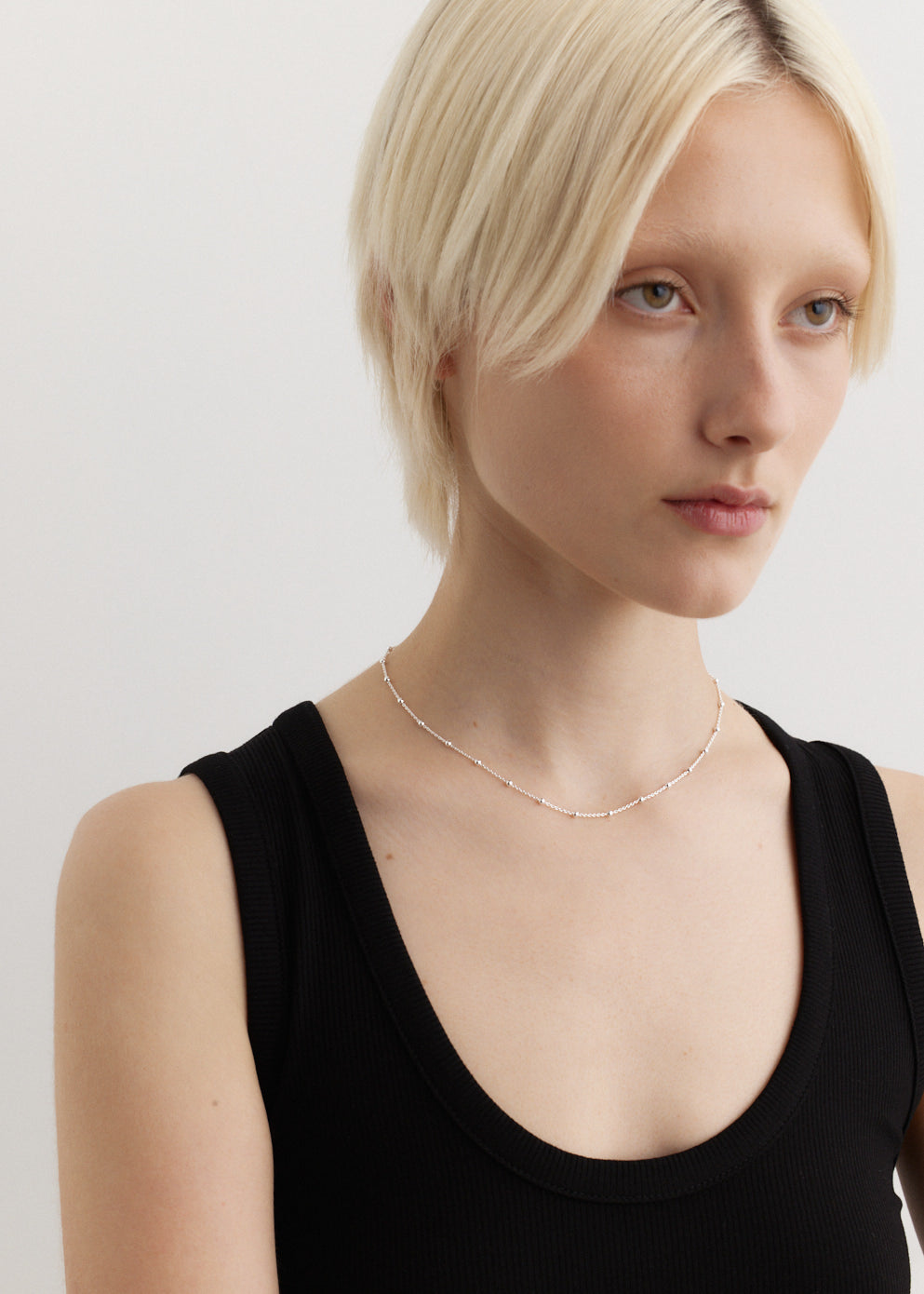 925 Sterling Silver Beaded Chain Necklace 40cm - Elegant Silver Jewelry for Women, Perfect for Layering, Gifts & Everyday Wear