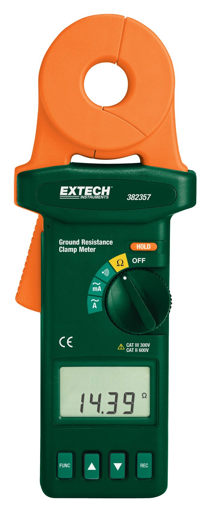 Extech 382357 Digital Clamp-On Ground Resistance Tester - Measure Earth Ground Resistance Safely & Accurately for Electrical Systems, Solar Panels, and Industrial Equipment