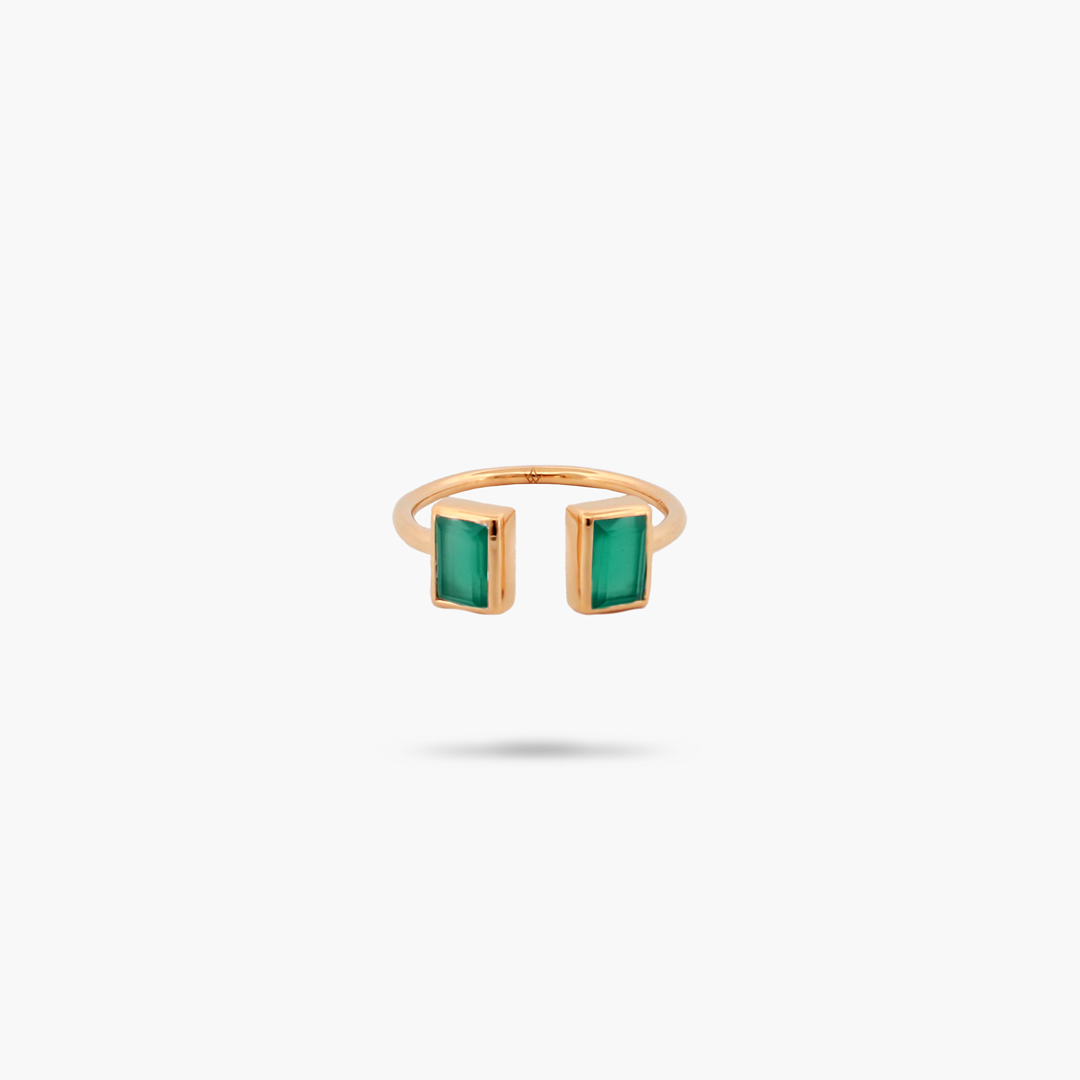 Amare Wear Baguette Green Onyx Cuff Ring for Women – Elegant Statement Jewelry for Parties, Weddings & Special Occasions