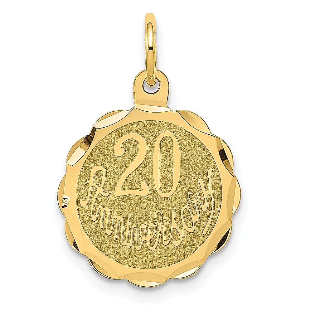 14K Yellow Gold Happy 20th Anniversary Charm Necklace Pendant - Elegant Fine Jewelry Gift for Women - Perfect for Anniversary Celebrations, Romantic Gifts & Special Occasions