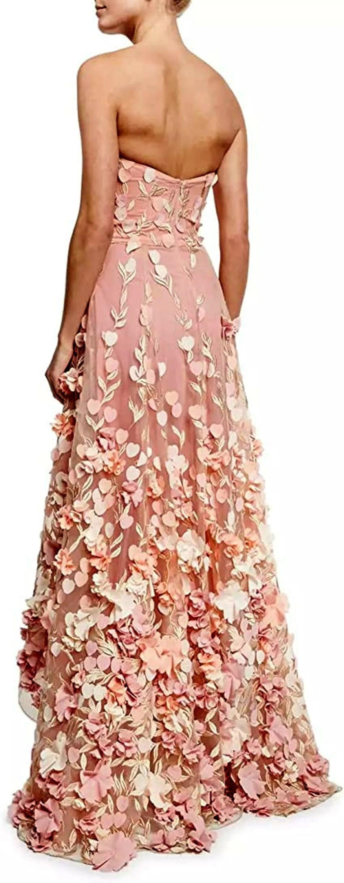 Strapless A-Line Asymmetrical Layered Floral Prom Dress for Women - Perfect for Homecoming, Graduation, and Formal Evening Events