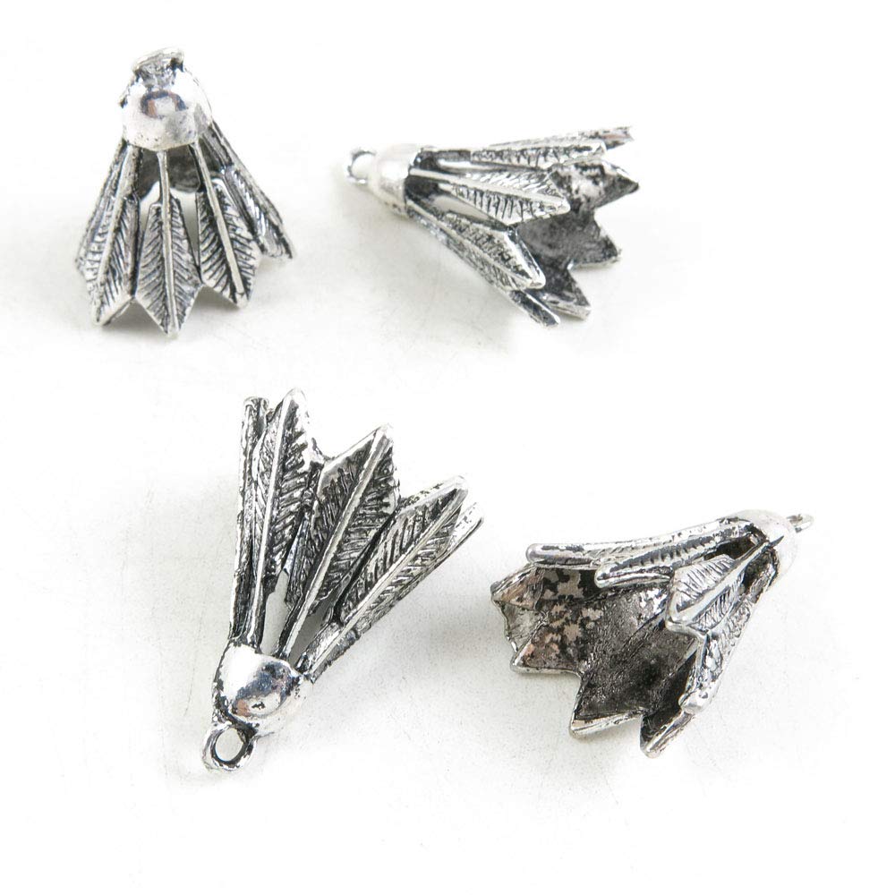 370-Piece Antique Silver Tone Jewelry Making Charms Set - Craft Beads for DIY Bracelets, Necklaces & Earrings - Perfect for Badminton Shuttlecock Keychains & Crafting Projects