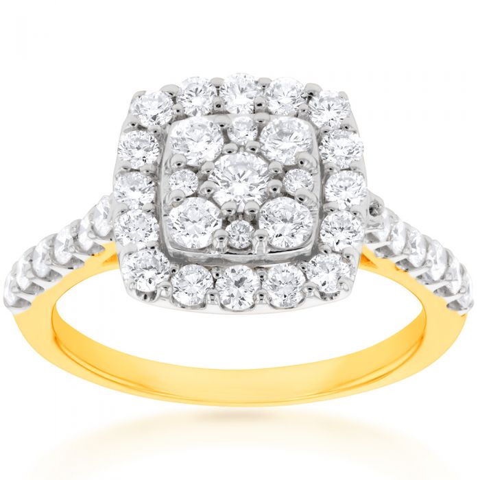 9ct Yellow Gold 1 Carat Lab-Grown Diamond Ring - Sparkling Engagement, Wedding & Anniversary Jewelry for Women