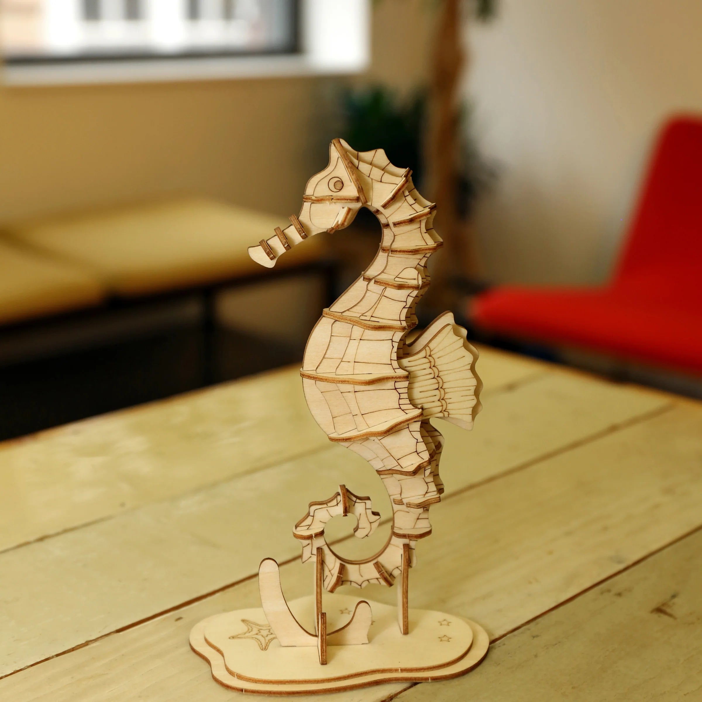 3D Wooden Seahorse Puzzle - DIY Craft Kit for Adults & Kids - Home Decor & Gift Idea for Ocean Lovers - Perfect for Stress Relief & Family Bonding Activities