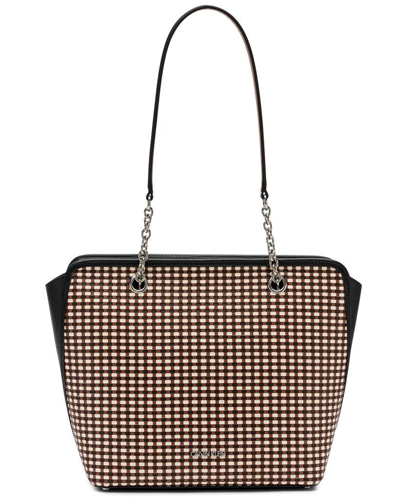 Calvin Klein Hailey Micro Pebble Leather Top Zip Chain Tote Bag for Women | Stylish Shoulder Bag for Work, Travel & Everyday Use